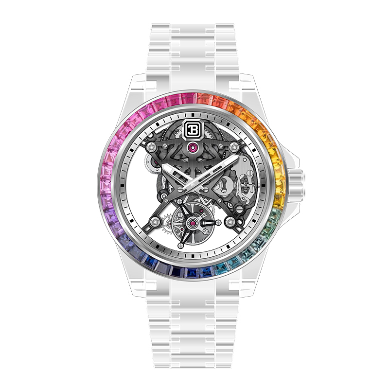 【BENTLEY賓利】THE TENET準則系列 璀璨 彩虹圈  全水晶 鏤空 夜光 真陀飛輪機械 手錶