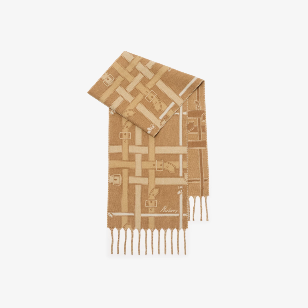 1FF0101-259 [BURBERRY] Belt Check Cashmere Scarf Finch Beige (SS26) #81223161 (F-EU-E)
