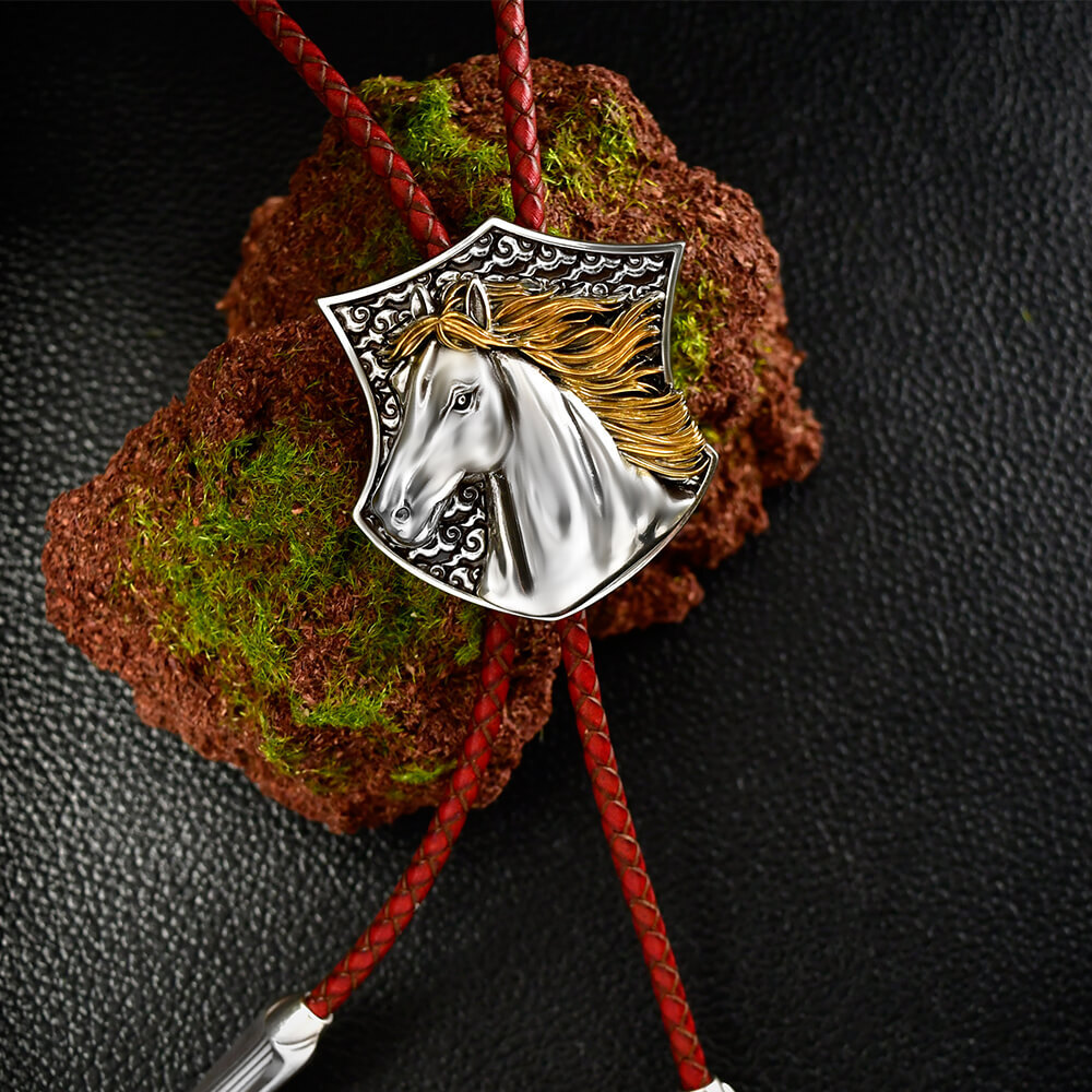 金馬 真皮皮繩 保羅領帶/Bolo Tie/美式領帶 - 馬年系列