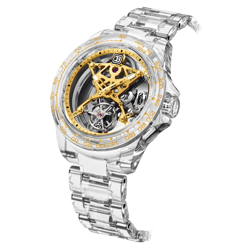 【BENTLEY賓利】THE TENET準則系列 璀璨 透明感  全水晶 鏤空 夜光 真陀飛輪機械 手錶