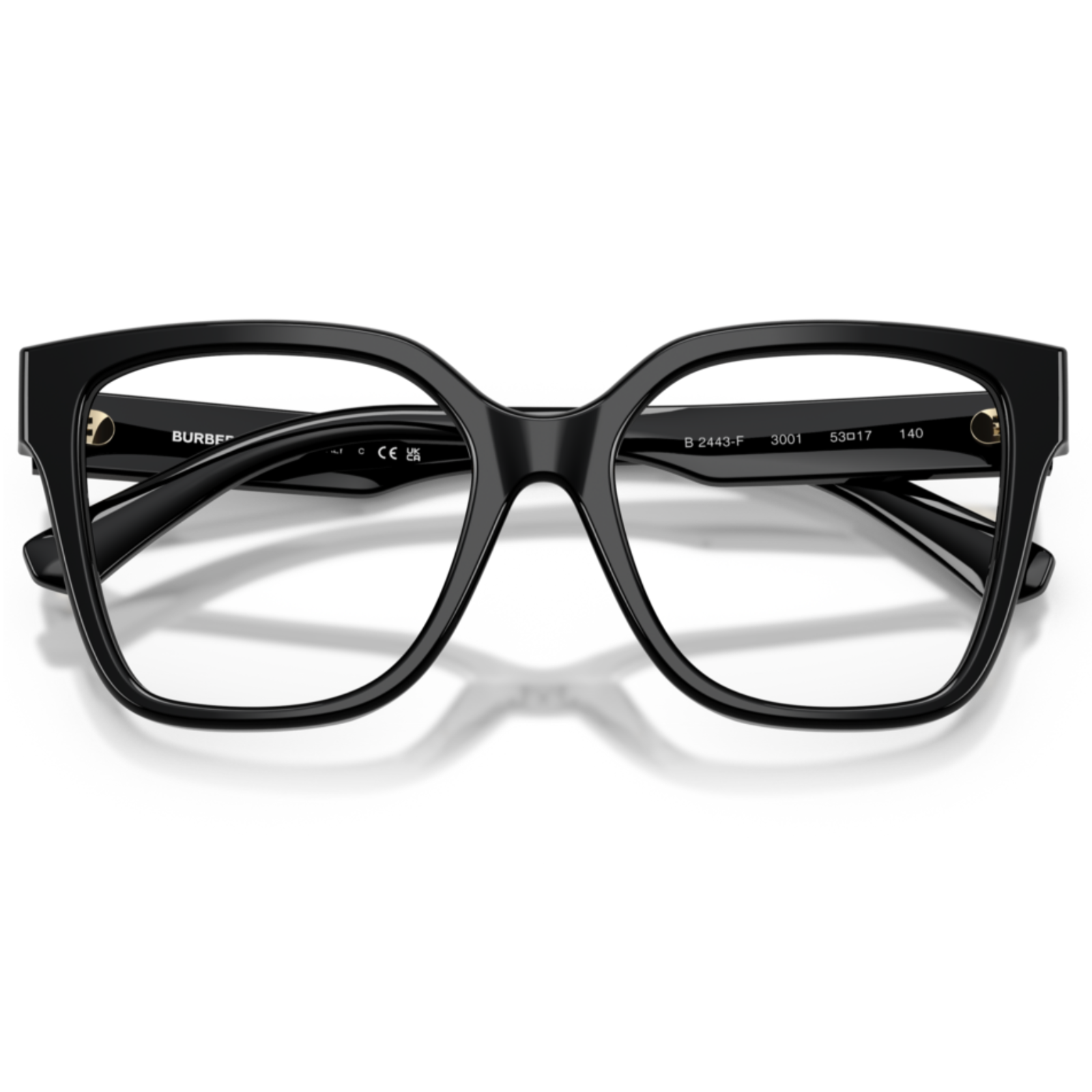 【BURBERRY】B2443F 3001-53mm 大方框光學眼鏡♣(黑)
