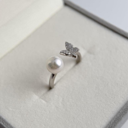 OTH-JJG0127-038 蝴蝶單珠開口戒指 (A38)