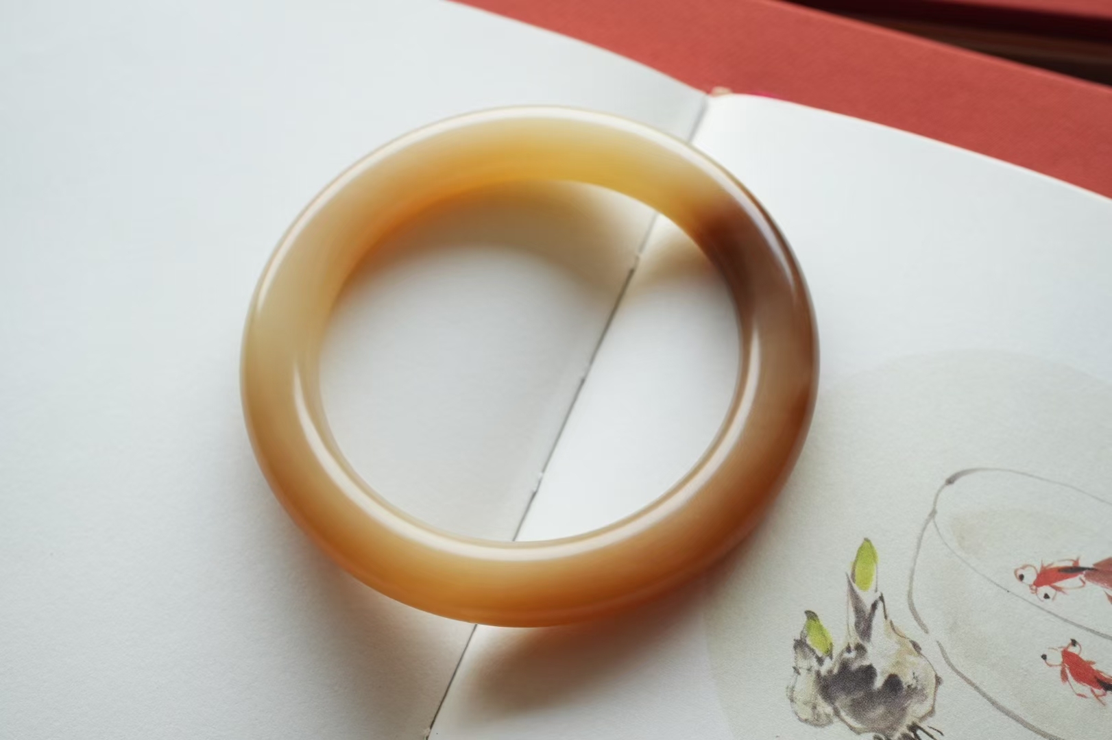 118468 57.3mm和田玉且末金山漸變糖圓條手鐲 (56-58)