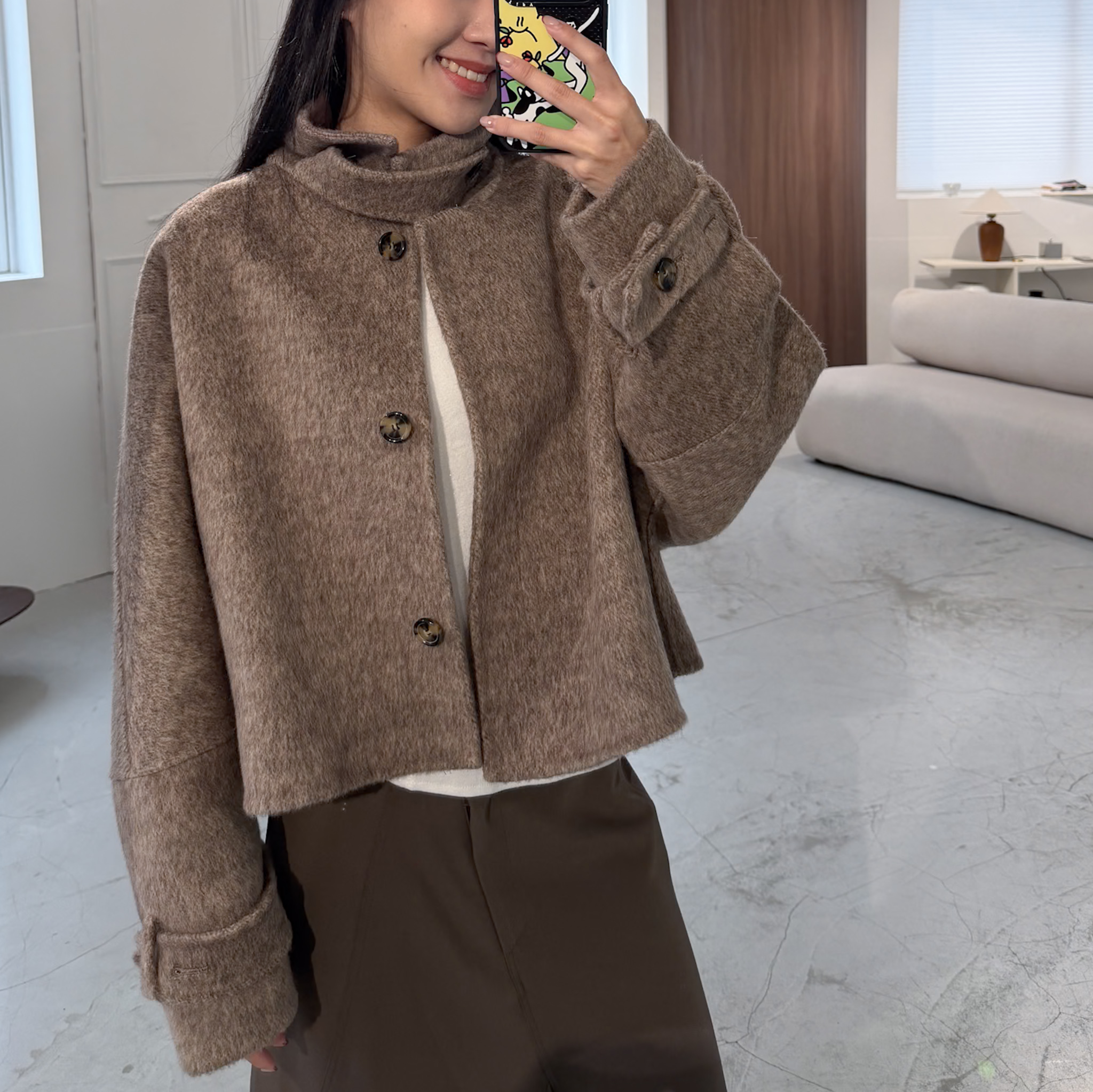 J05 Wool70%短版廓形手工羊毛外(混米)