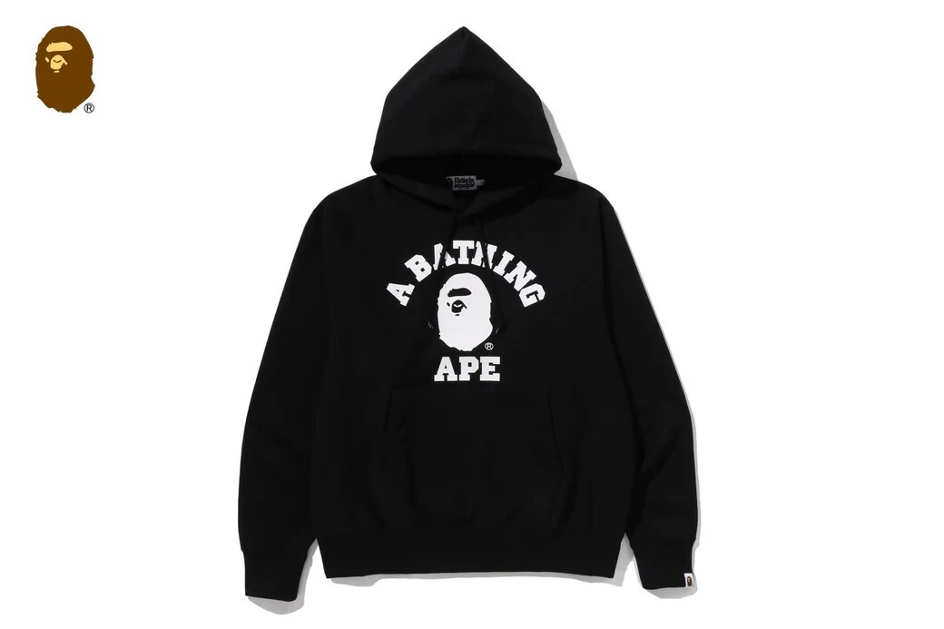 A BATHING APE GARMENT DYE COLLEGE PULLOVER HOODIE