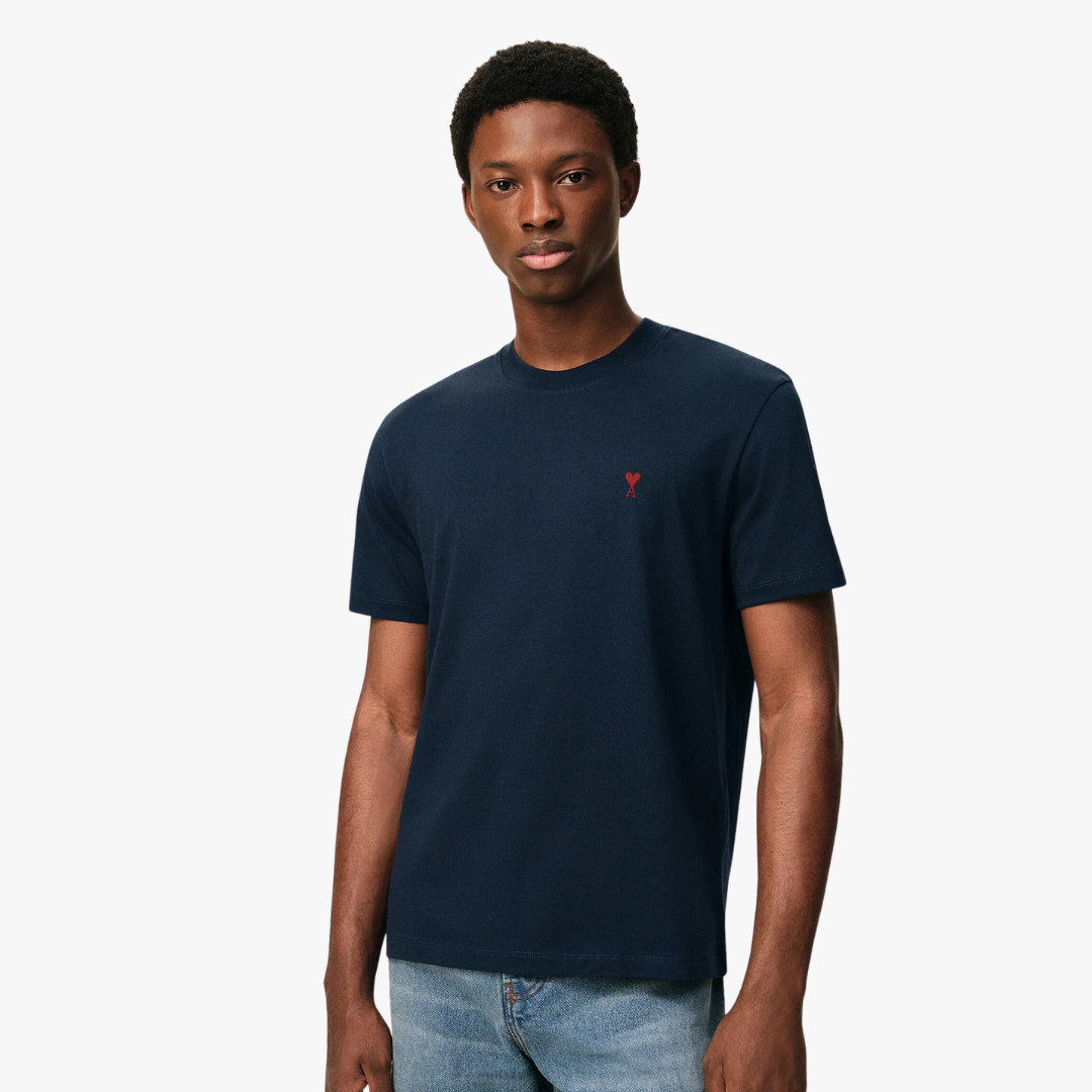 1FF0101-202 [AMI PARIS] Cotton Red Ami De Coeur Tshirt Blue (SS26) #BFUTS035.724.430 (C-EU-E)