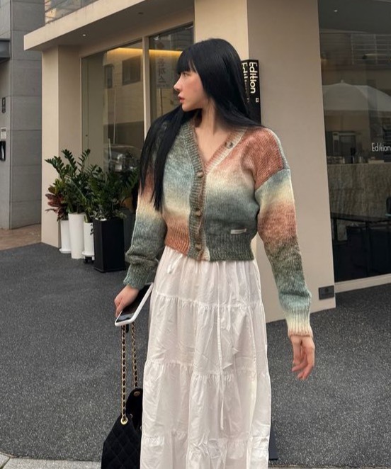 【1/30 - 2/1 週末優惠】金冬天同款 韓國 Zeroplanet 混色 編織 Nora Two Way Burton Cardigan 開襟衫 外套