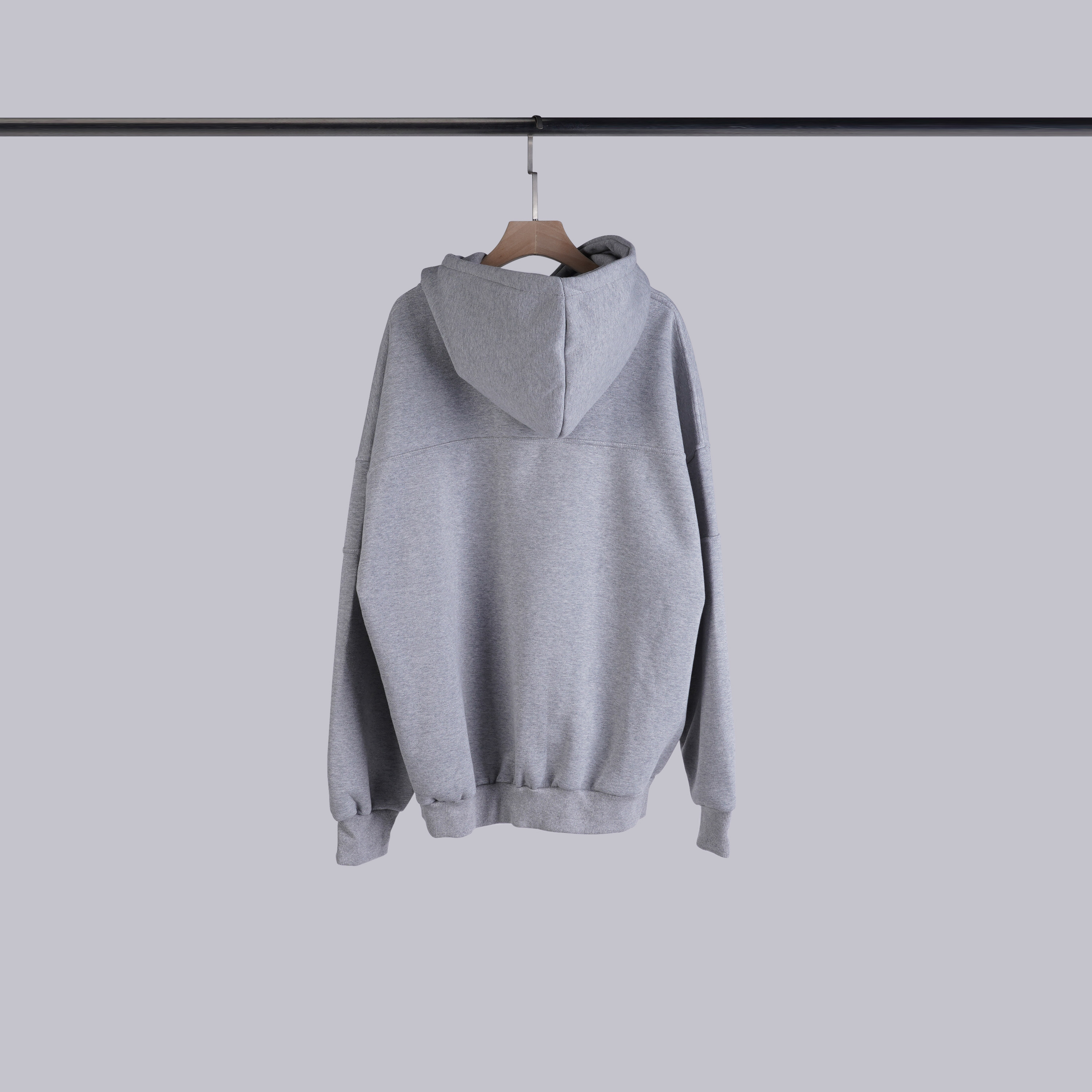 設計感立體車線連帽T | 淺灰