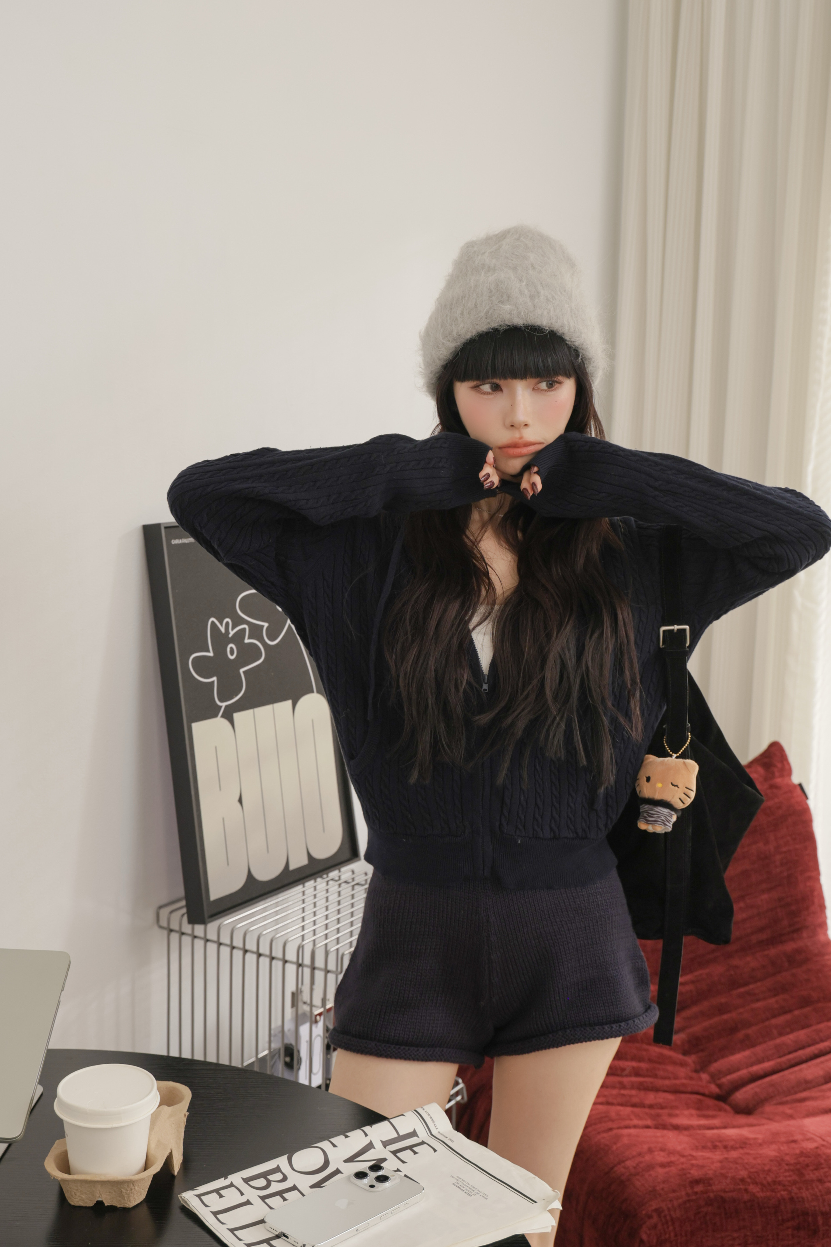 （現貨）實搭捲邊針織短褲 O13