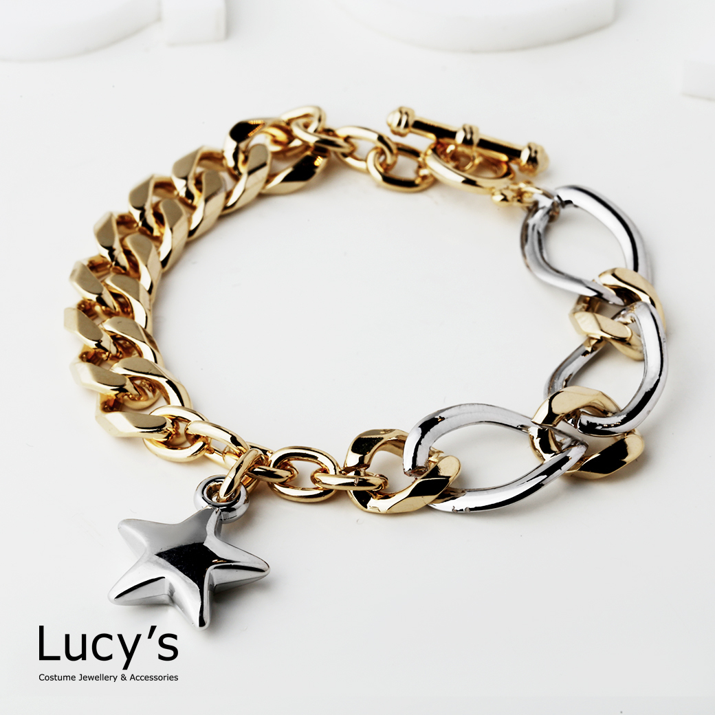 時尚星鏈 T扣手鍊 (二色) (126980/126981)