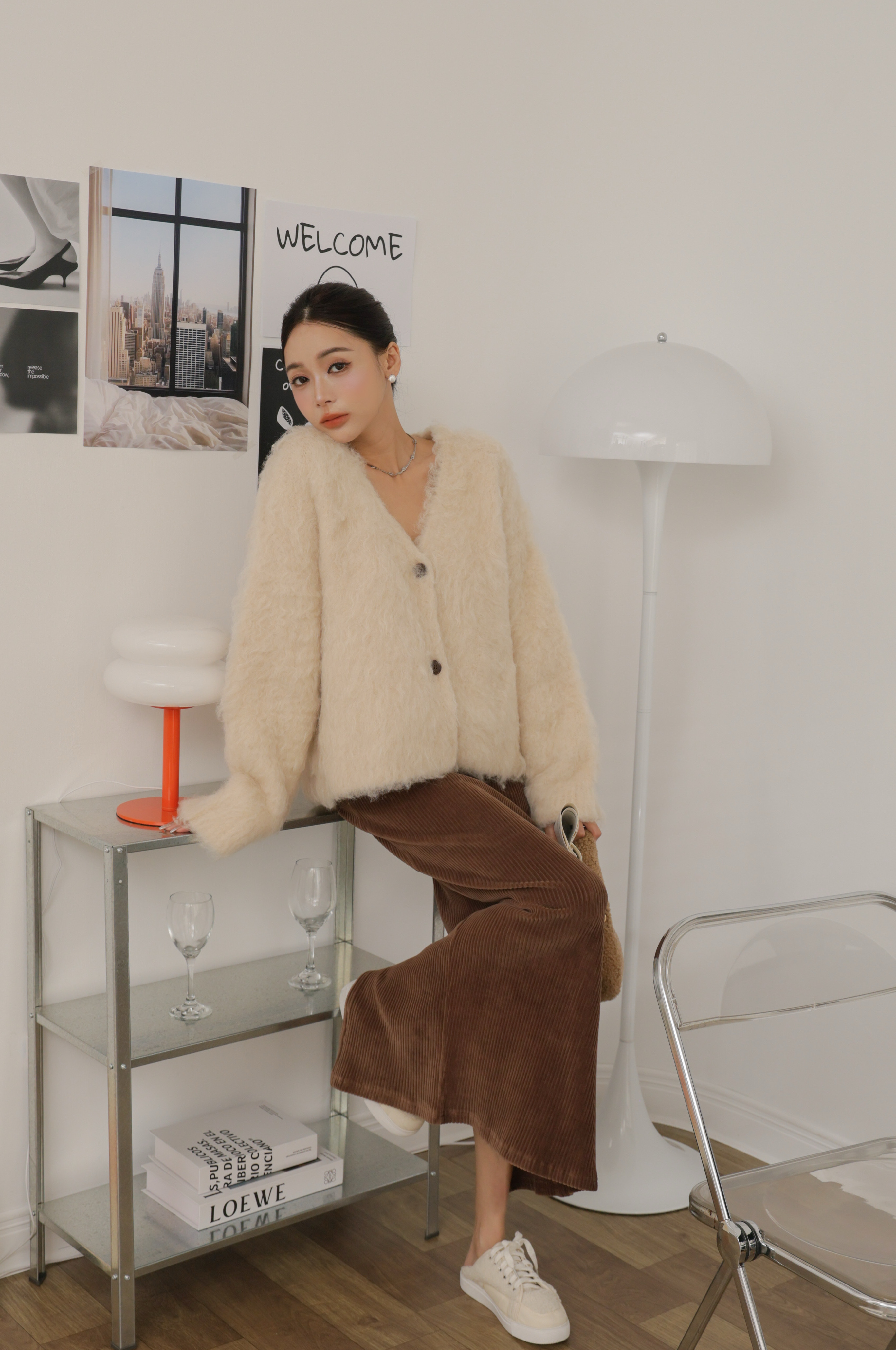 （現貨）卷卷毛排釦外罩 O08