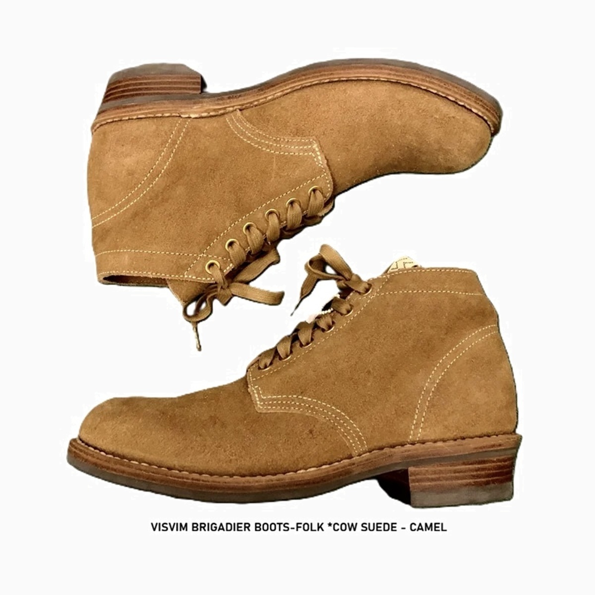 ON SALE: VISVIM BRIGADIER BOOTS-FOLK *COW SUEDE - CAMEL SIZE 8.5 IN STOCK NOW (現貨發售中)