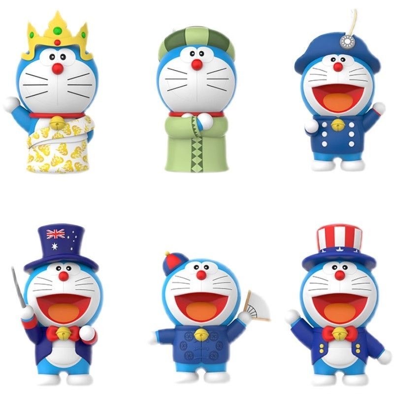 预购 哆啦A梦环游世界盲盒叮当猫手办公仔卡 1套6盒