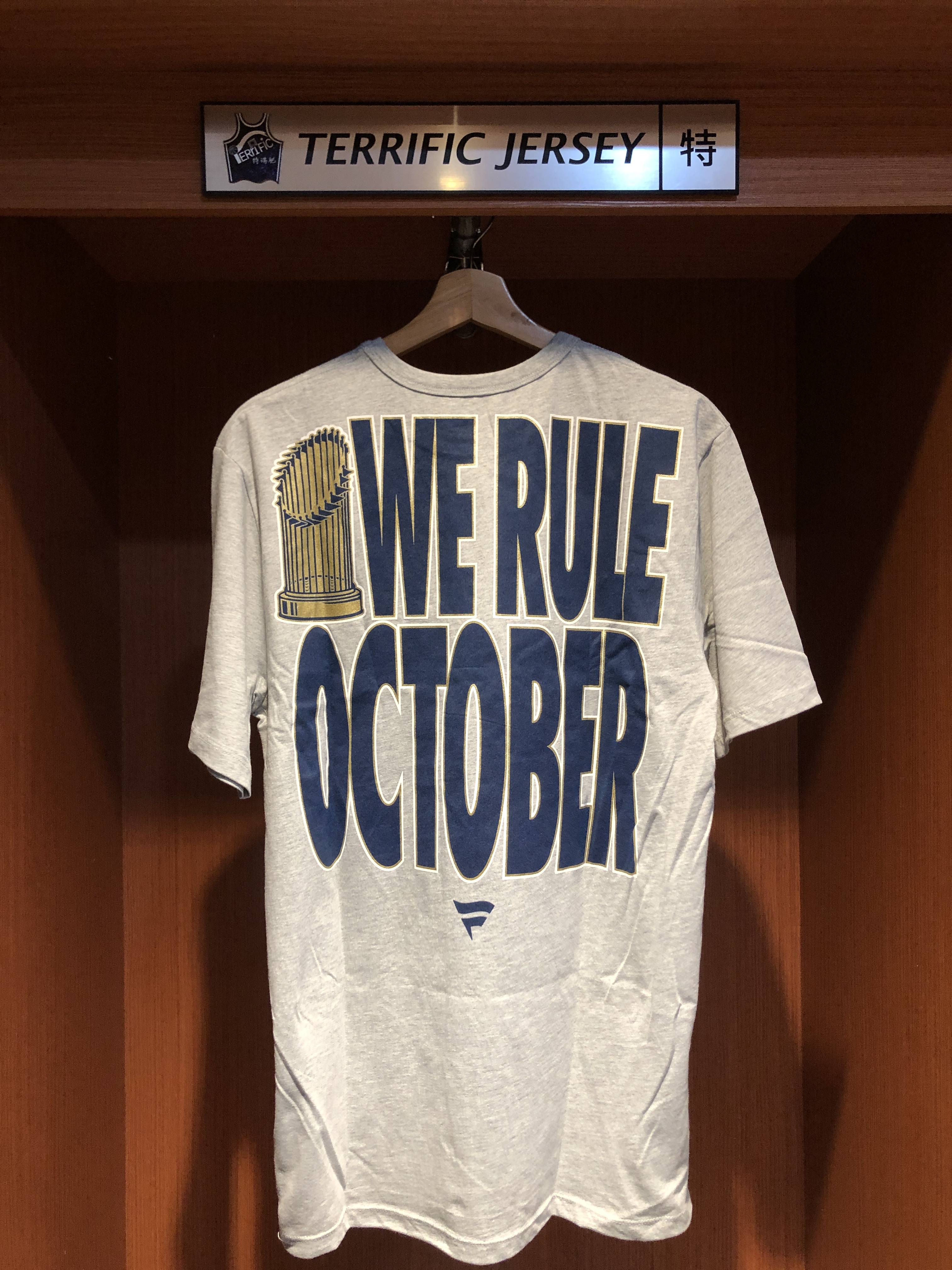 MLB短袖 Los Angeles Dodgers 洛杉磯道奇 We Rule October 冠軍灰 Fanatics Tee 棉質 全新