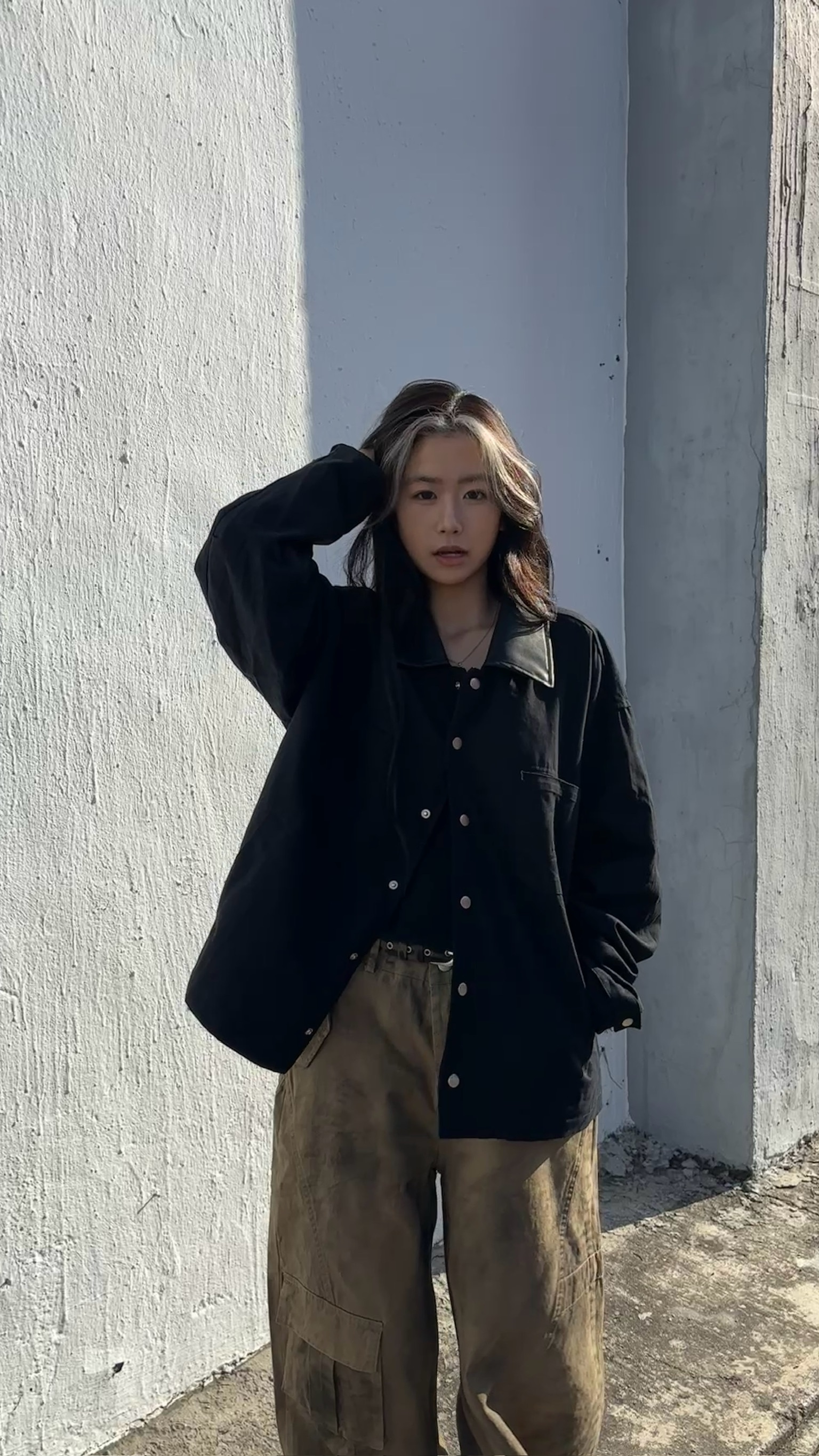 皮革翻領外套 (2colors)