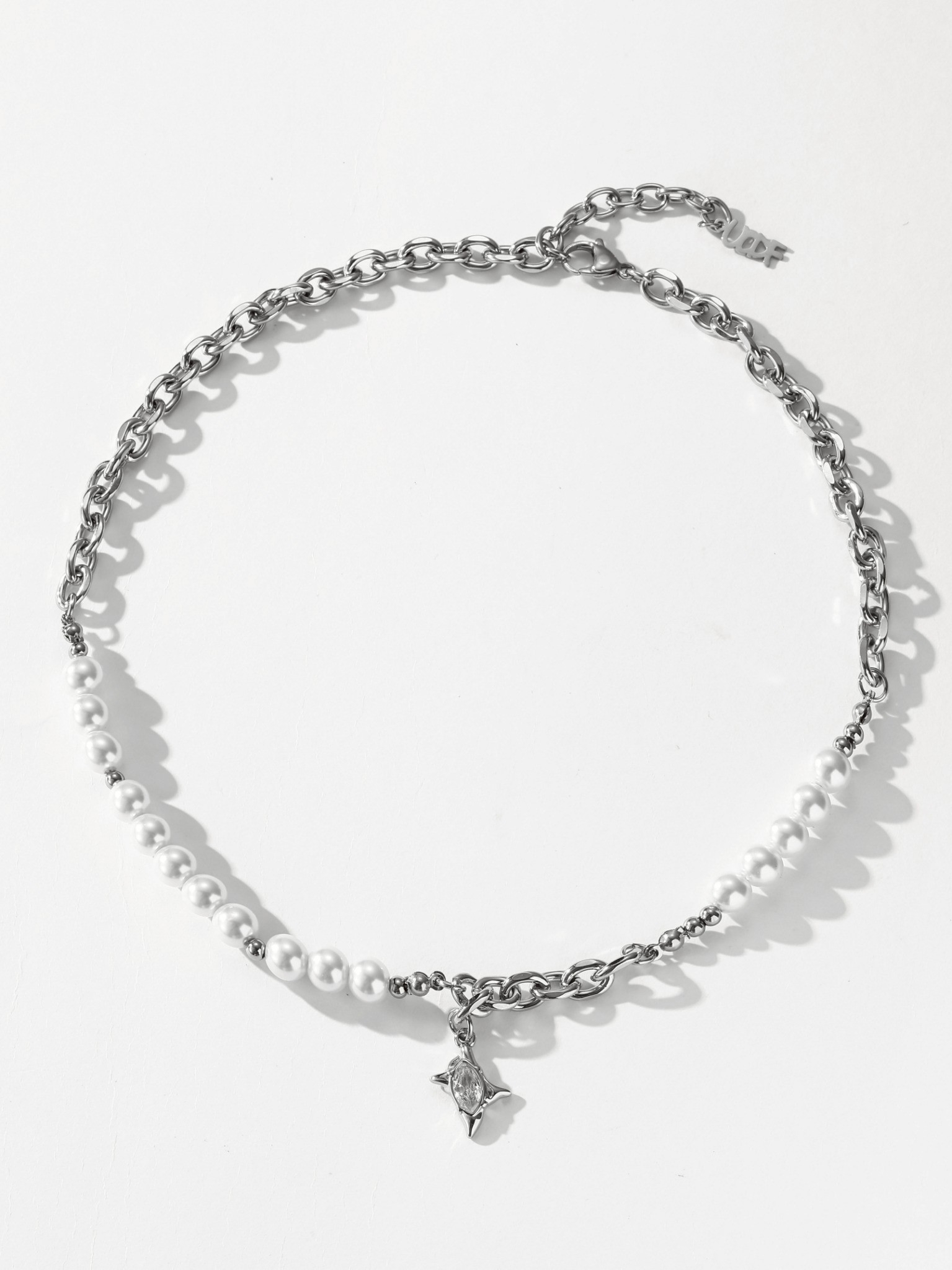 UCDF 珍珠拼接 閃耀星芒 鋯石 項鍊 UCA019