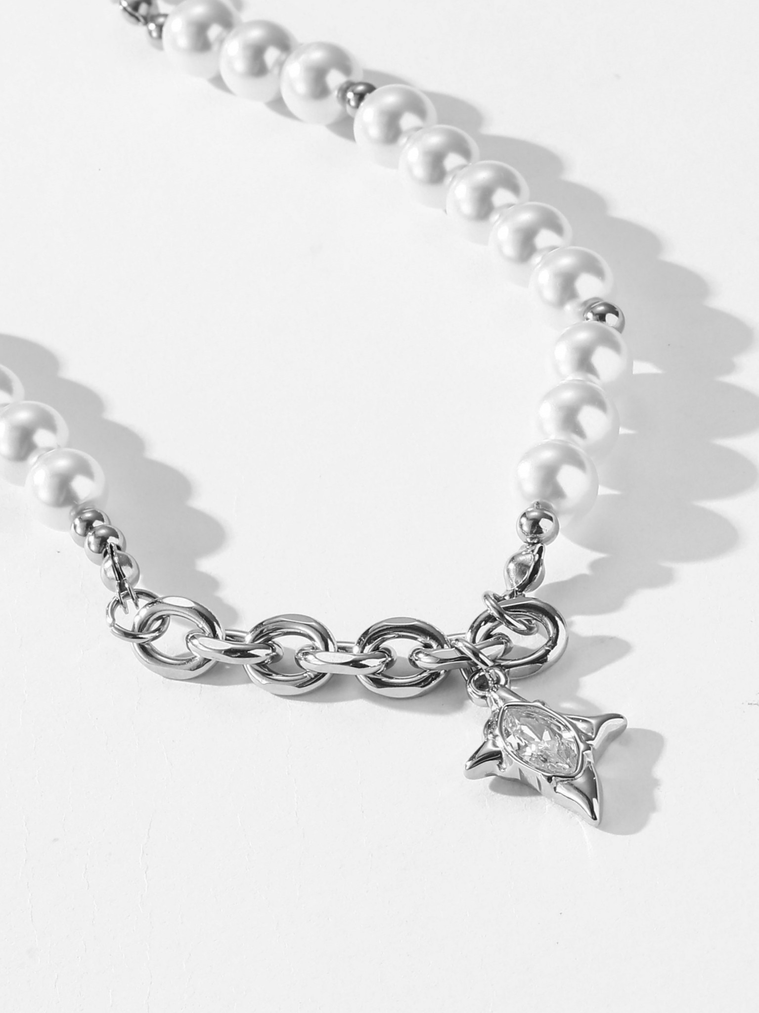 UCDF 珍珠拼接 閃耀星芒 鋯石 項鍊 UCA019