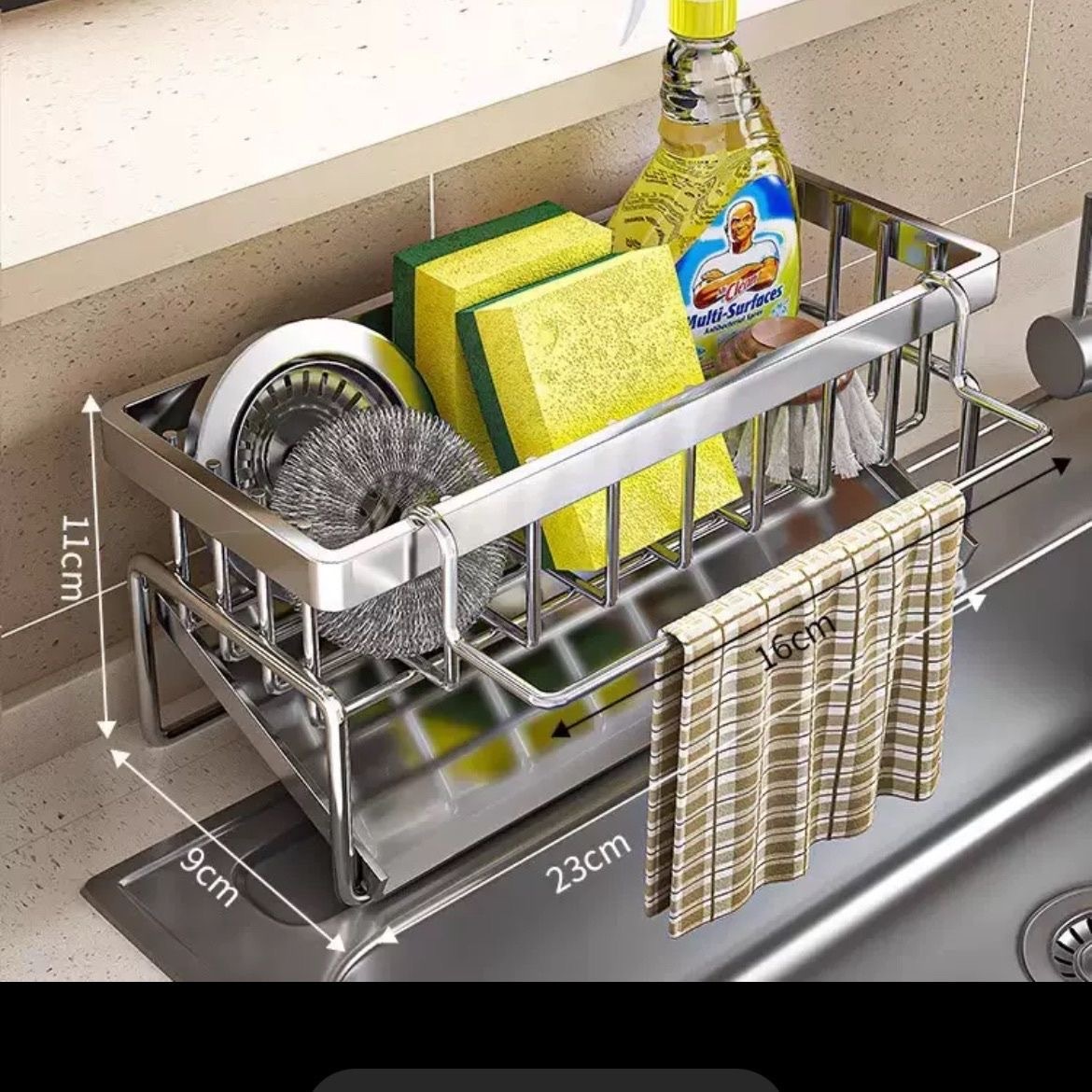 预购 304不锈钢置物架水槽抹布收纳