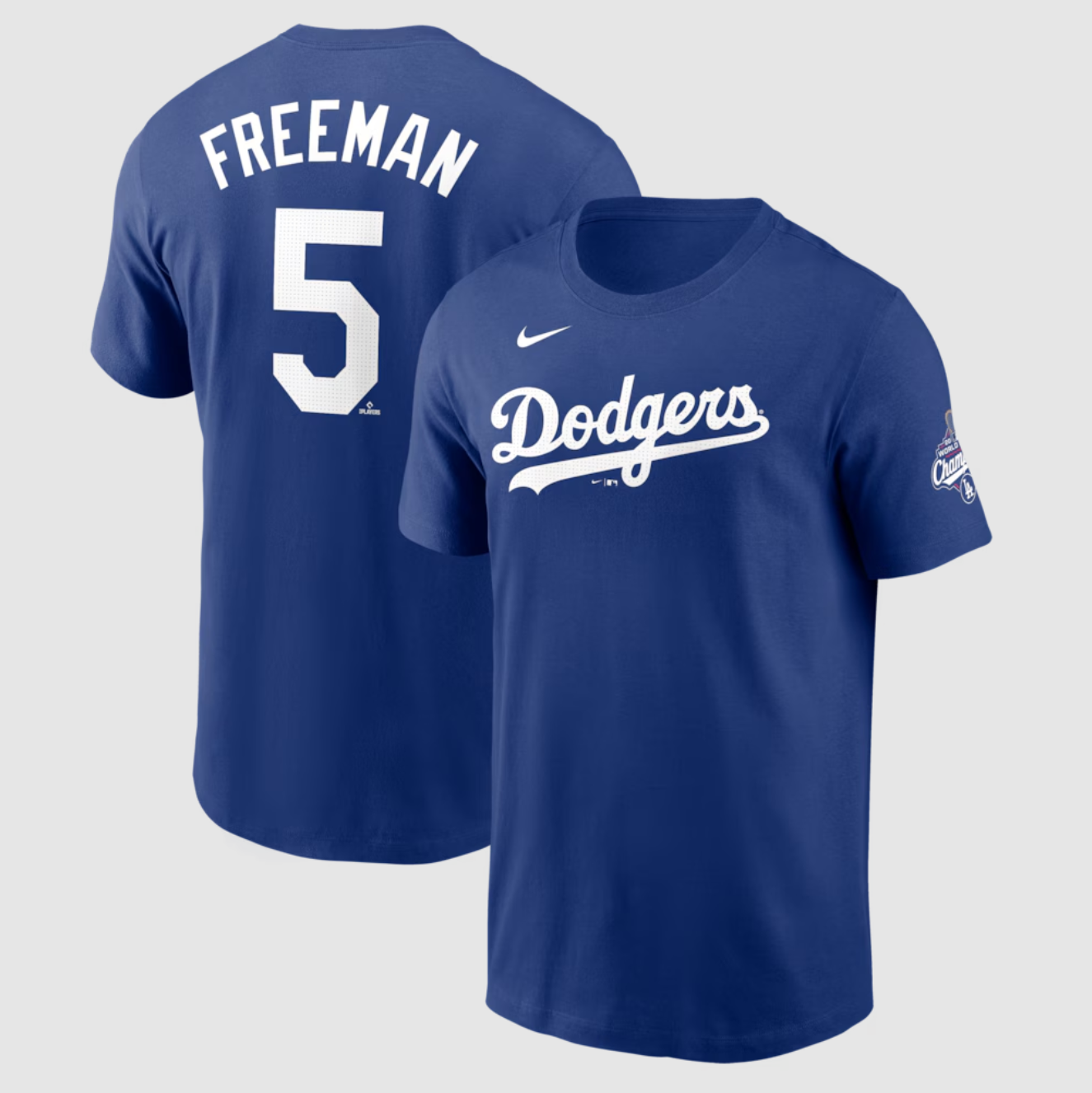 MLB短袖 Freddie Freeman 洛杉磯道奇藍 冠軍臂章 連霸 Nike Player Name Tee 棉質 全新