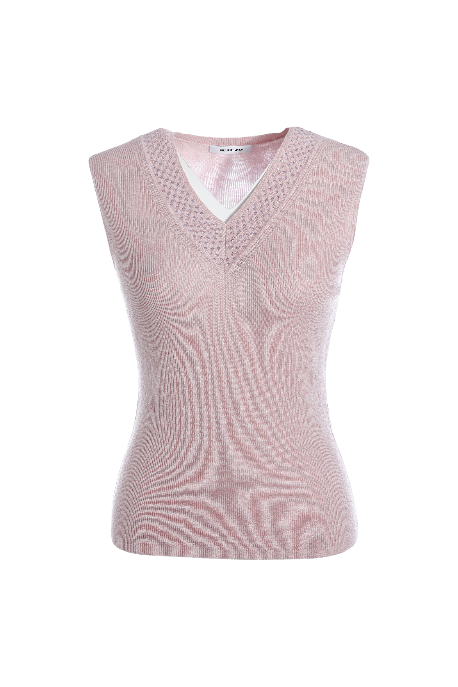 BE15202F1 靜光水鑽 V 領針織背心 (3色)