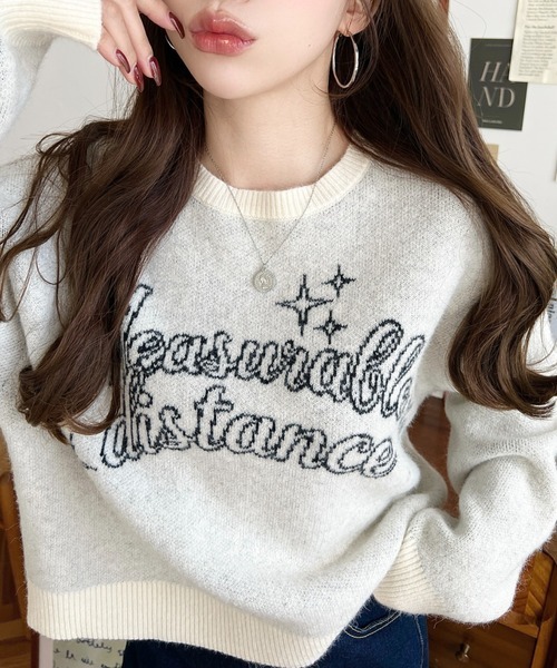 日本🇯🇵連線 Moment+ 鏤空線條字母緹花針織套頭衫 緹花 緞帶 針織 針織衫 套頭衫 長袖 4色(任買兩件7-11免運)/預購