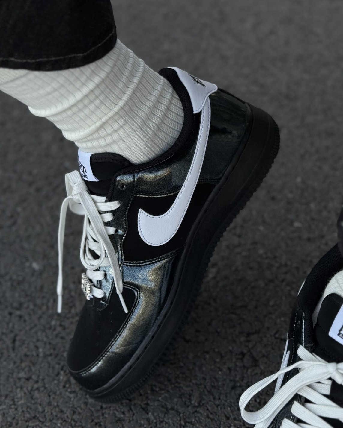 <這...太帥> Nike Air Force 1 Low Glam Rock 漆皮 皮革 黑魂