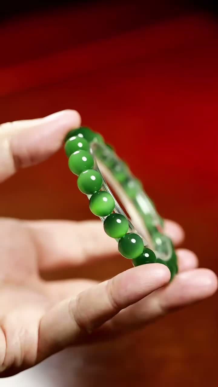 和田玉碧玉貓眼手串 (10mm直徑),天然和田玉軟玉