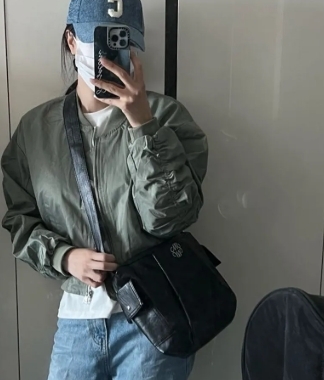 【OWN】Nick&Nicole 包包 單肩包 斜背包 側背包 皮革 刺繡 韓國 黑色 淺卡其