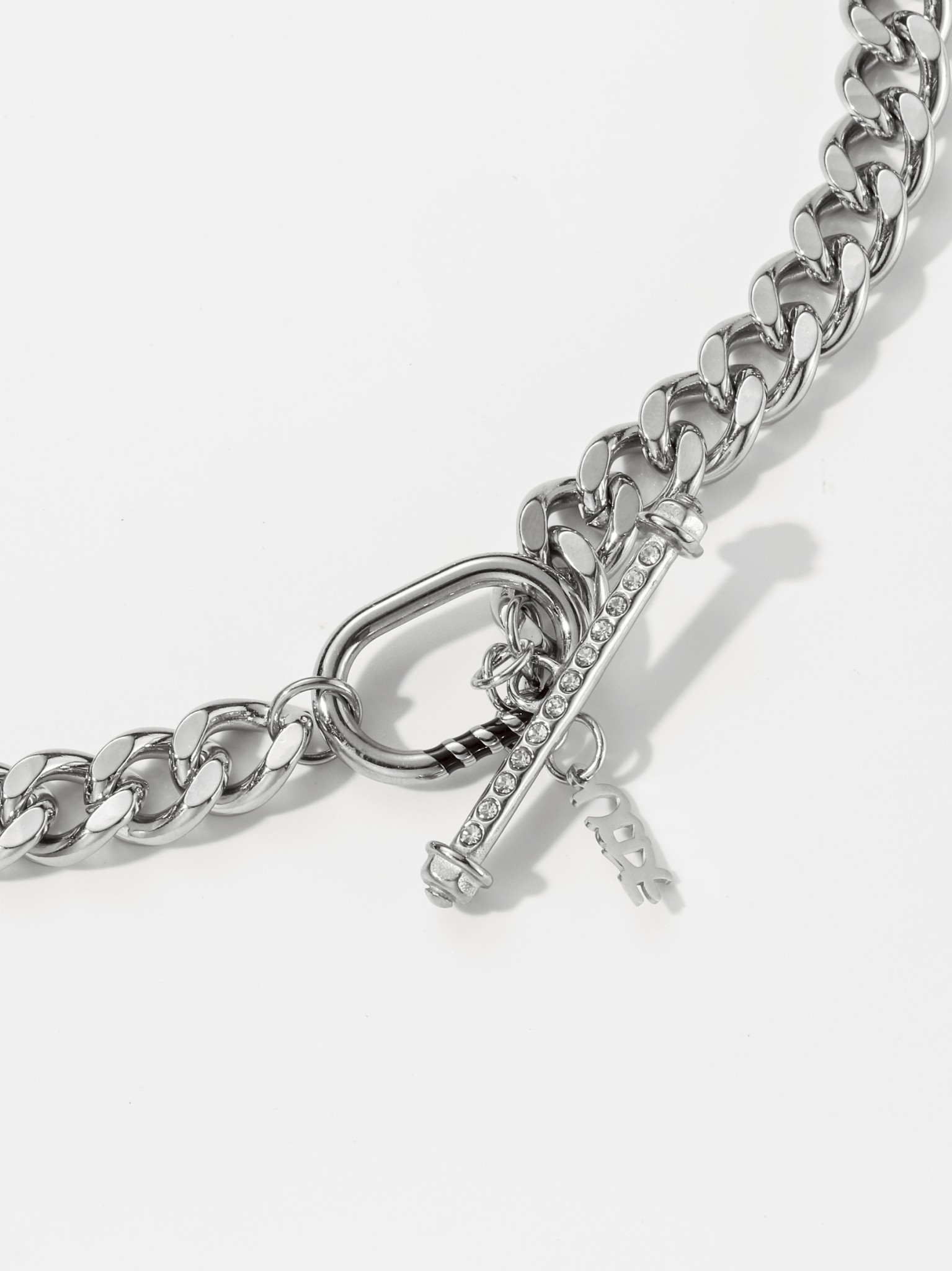 UCDF 鑲鑽 一字 OT扣 粗款 古巴 項鍊 UCA010