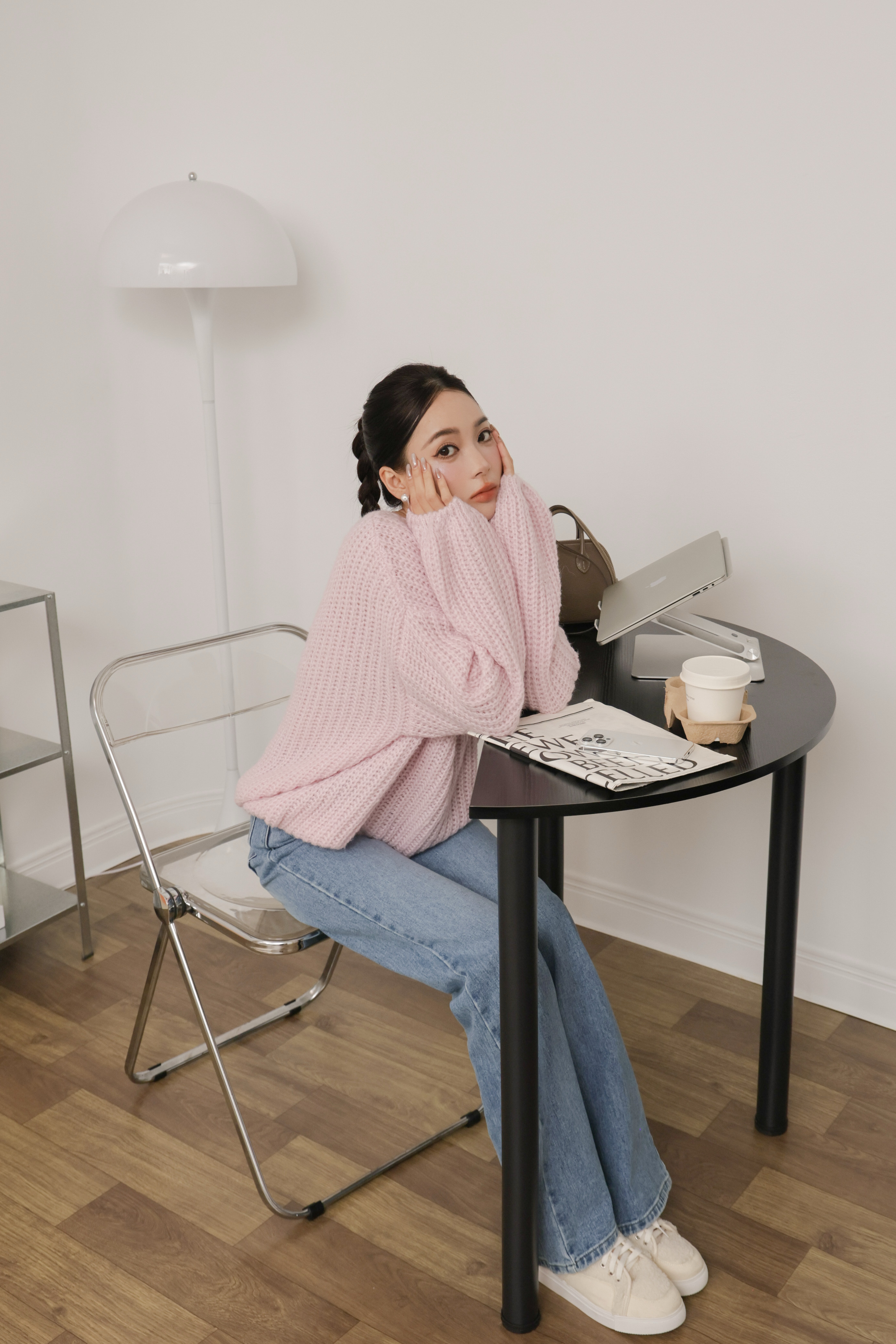 （現貨）訂製款船型領勾織縮口長版毛衣 N31