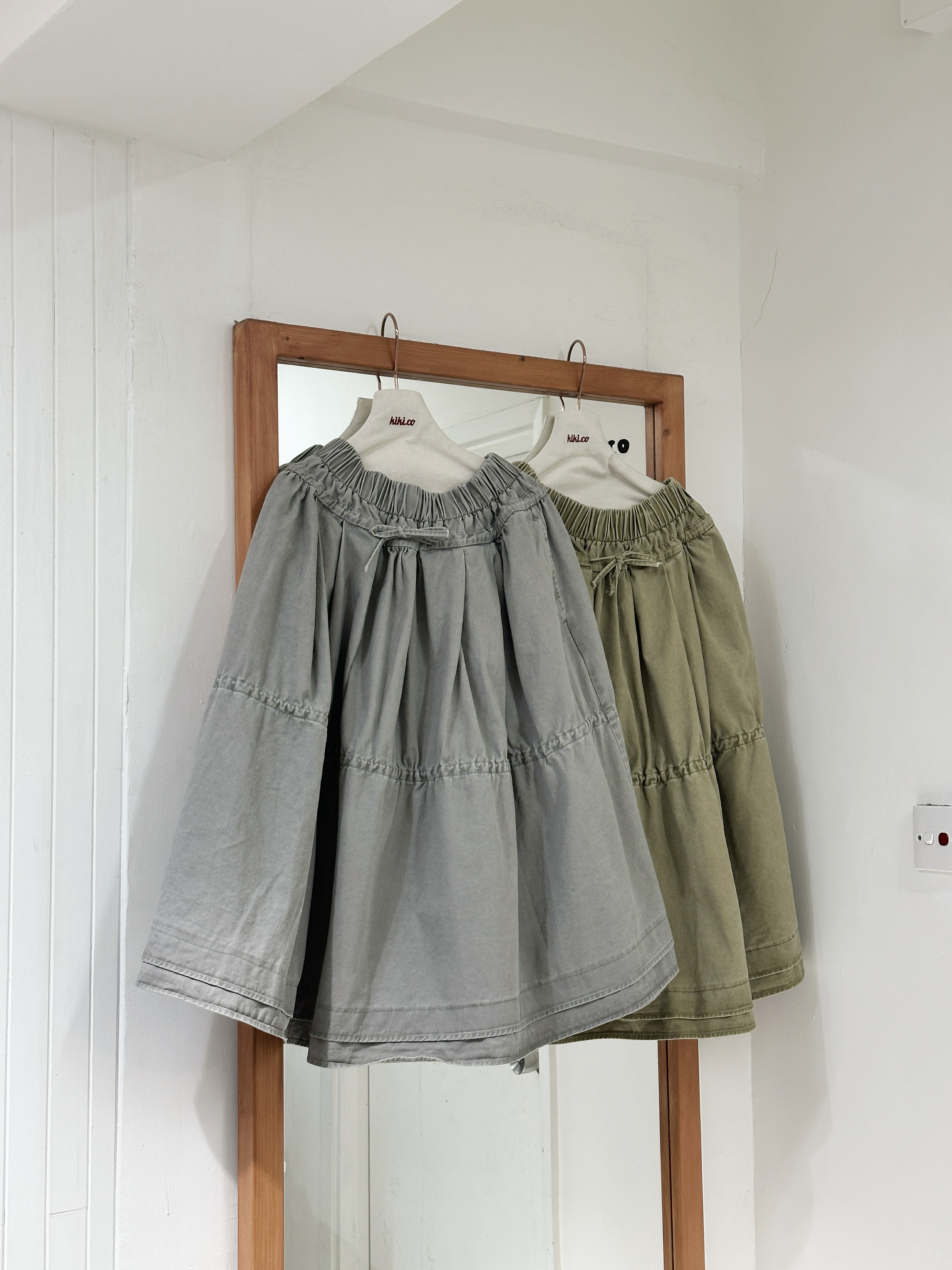 重磅全橡筋斜布雙層底中長半裙