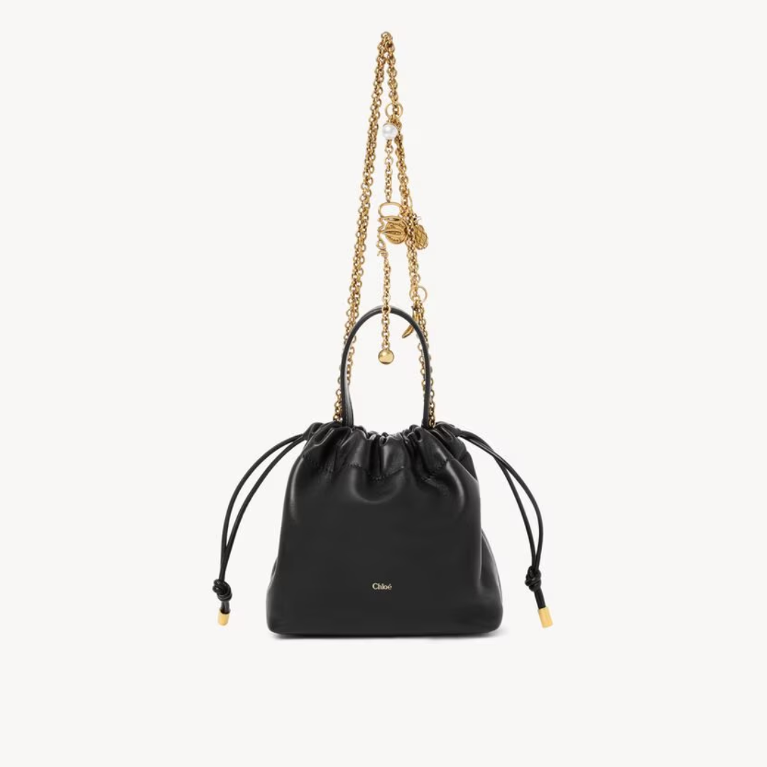 1FF0101-352 [CHLOE] Mini Chloé Icons Shoulder Bag With Chain In Soft Leather Black (SS26) #CH26SP126R12001 (B-EU-E)