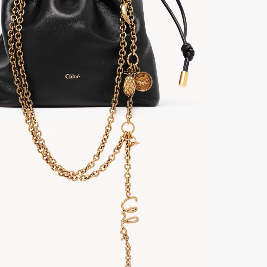1FF0101-352 [CHLOE] Mini Chloé Icons Shoulder Bag With Chain In Soft Leather Black (SS26) #CH26SP126R12001 (B-EU-E)