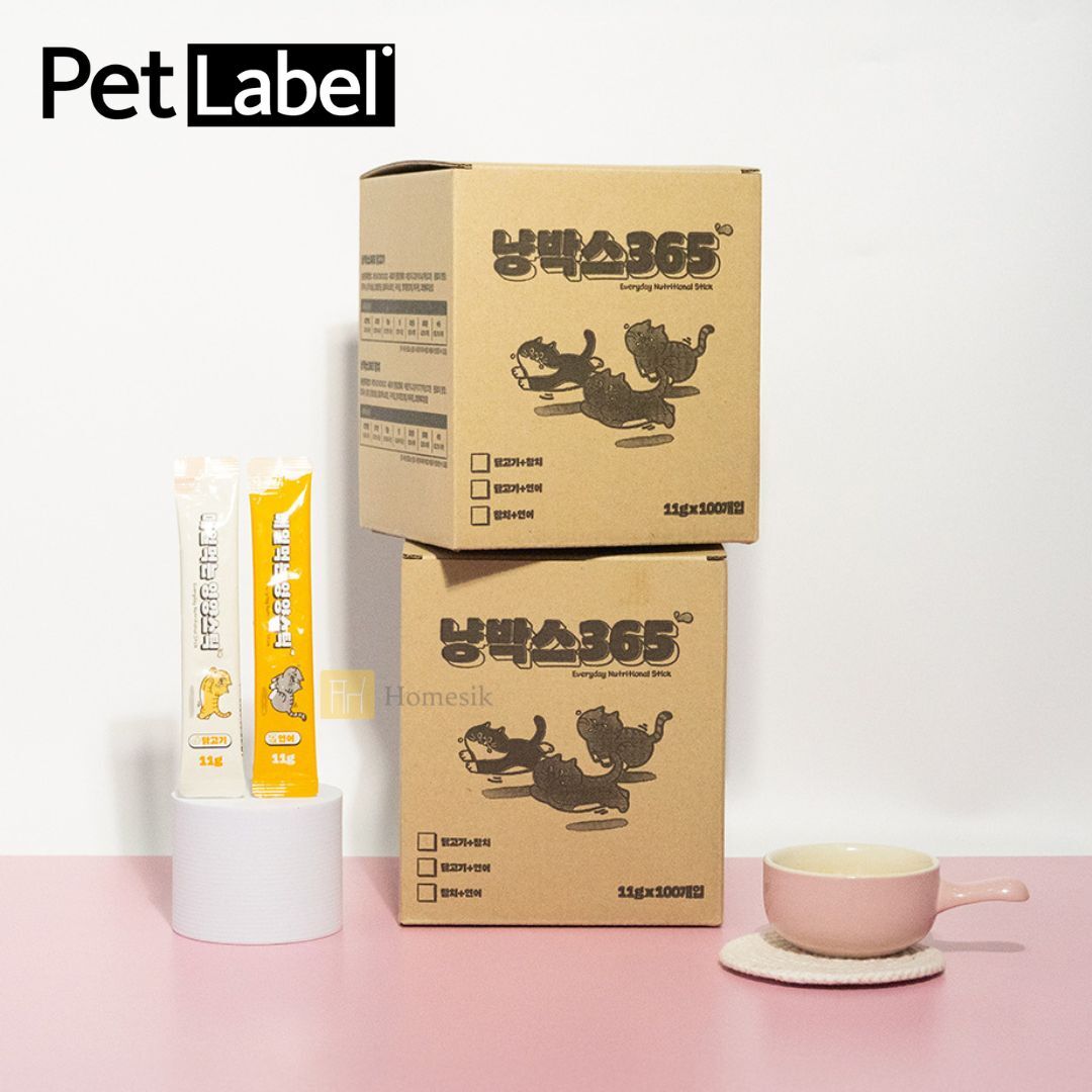 韓國貓貓營養肉泥條 11克 x 100包 (雞肉味+三文魚味) 零食條 寵物小食