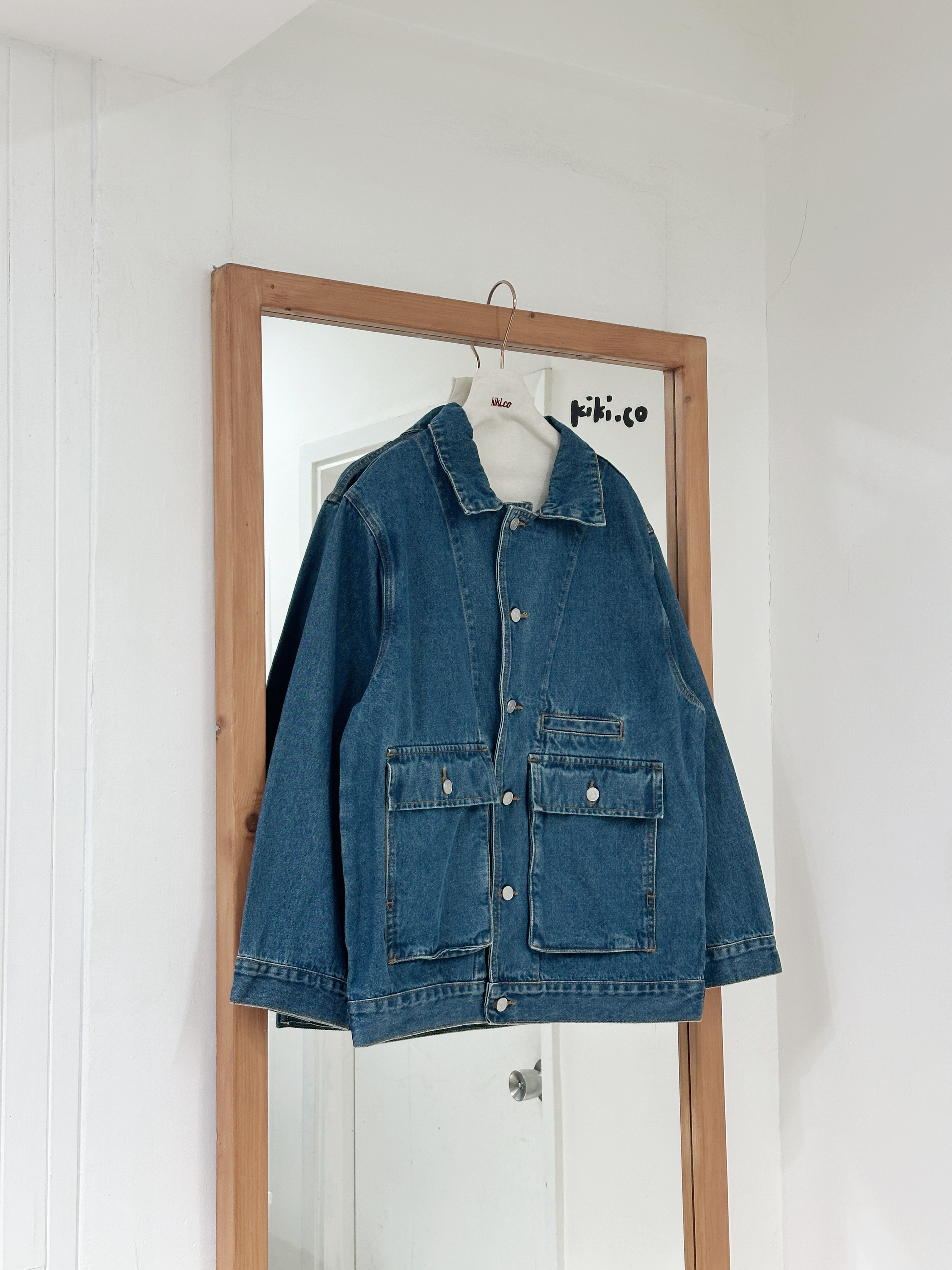 復古挺身闊版牛仔外套