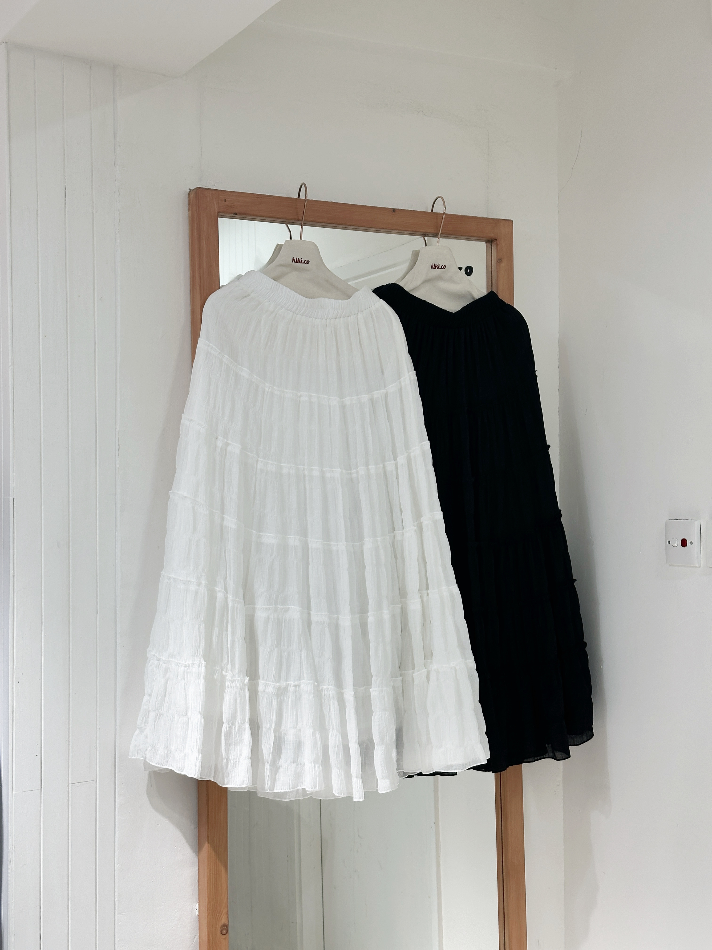 皺皺橡筋腰蛋糕半裙