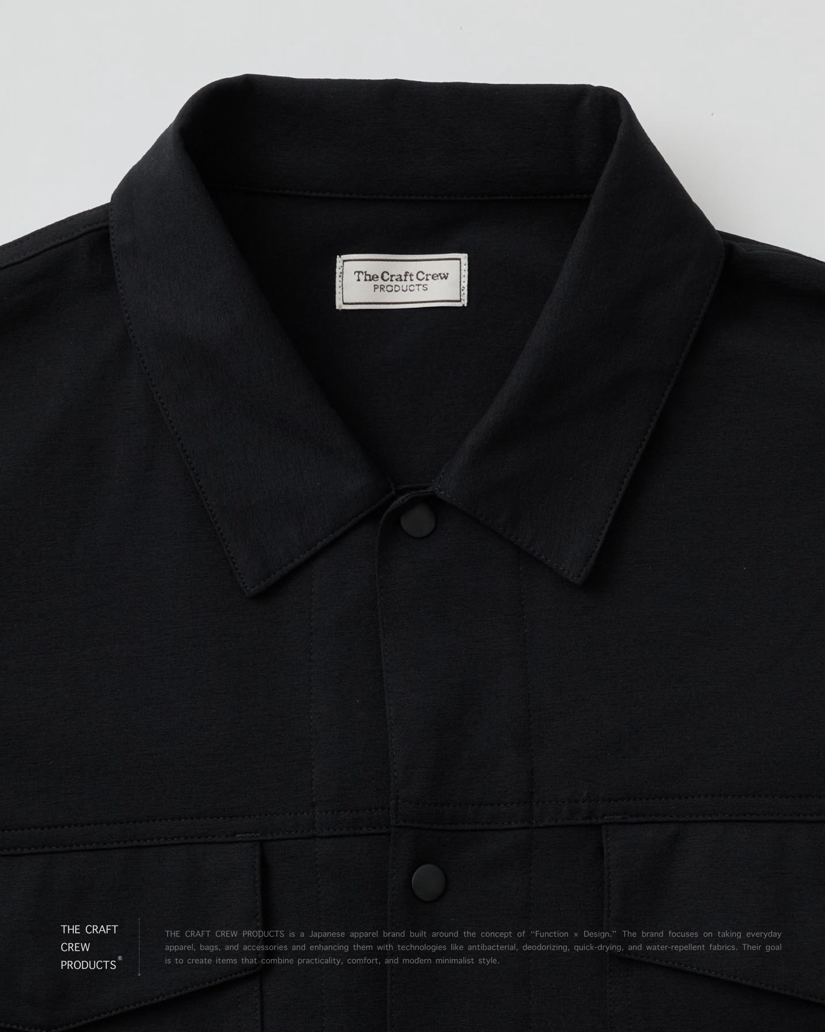 THE CRAFT CREW PRODUCTS - マルチファンクショナル テックファブリック ドローコード トラッカーシャツジャケット/イージーケア・ストレッチ・UVカット・吸水速乾