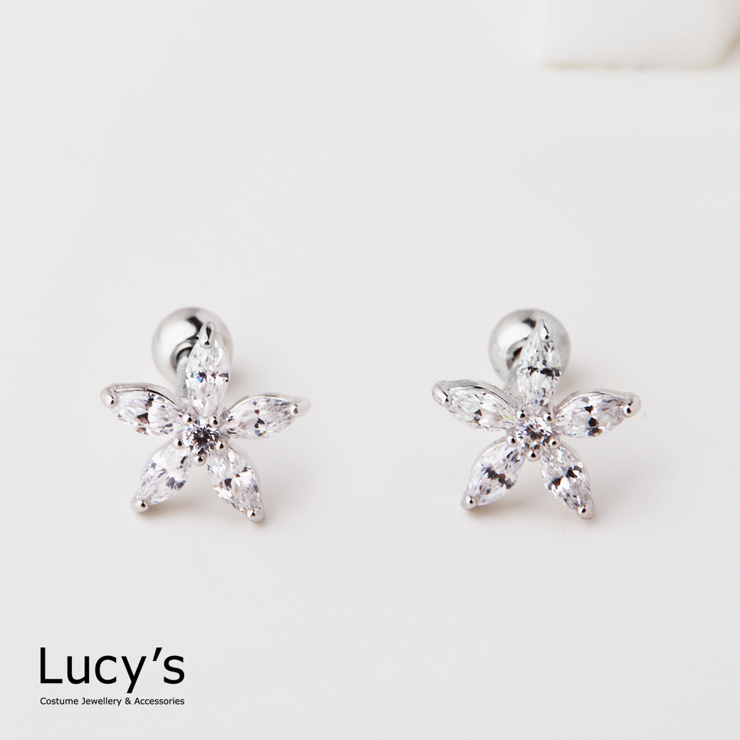 925純銀 晶鑽花漾 轉珠耳環 (128243)