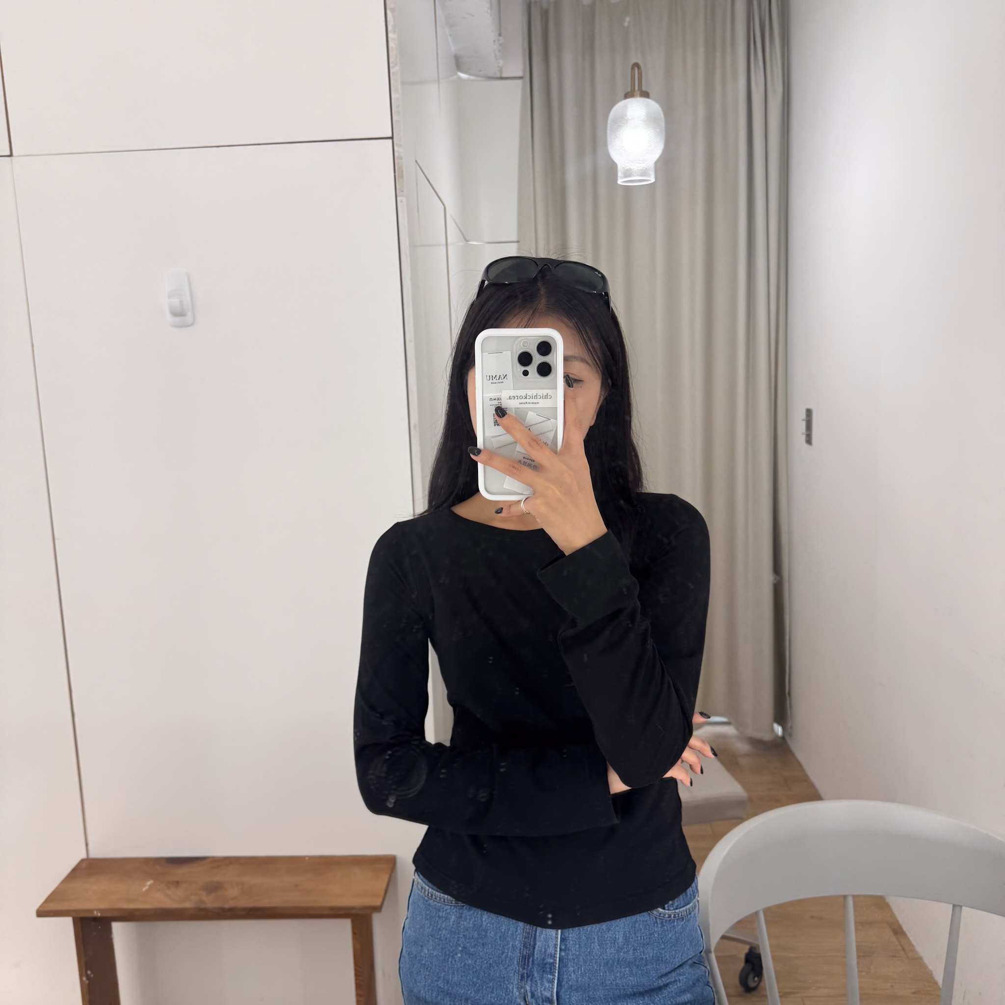 J21 Rayon內磨毛圓領打底衫(白/灰/黑)