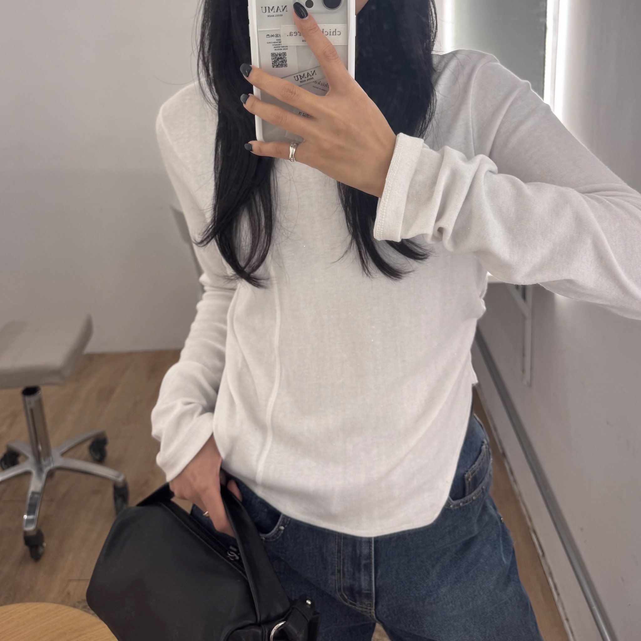 J22 雙側抓皺細閃舒服T(白/藍/灰)