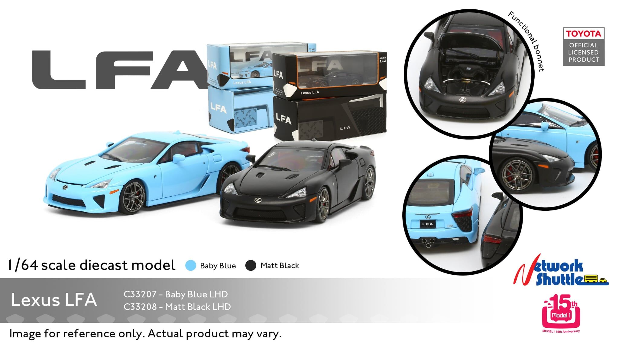 1/64  Model 1  Lexus LFA Matt Black LHD (C33208 )