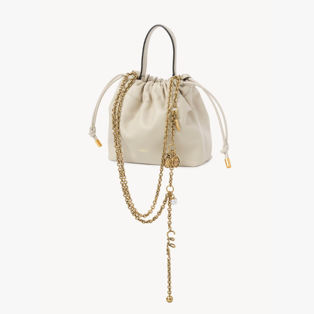 1FF0101-353 [CHLOE] Mini Chloé Icons Shoulder Bag With Chain In Soft Leather Cloudy Cream (SS26) #CH26SP126R1220S (B-EU-E)