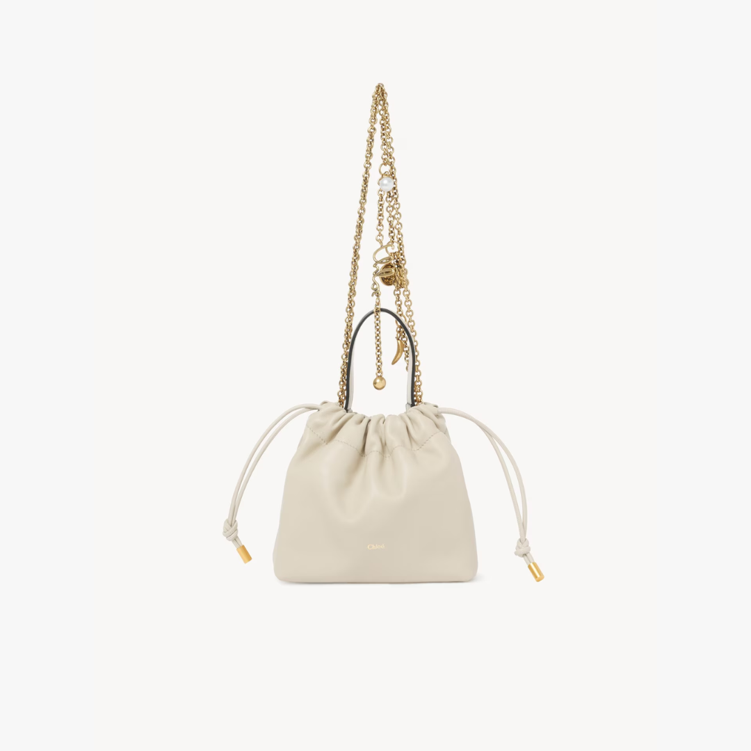1FF0101-353 [CHLOE] Mini Chloé Icons Shoulder Bag With Chain In Soft Leather Cloudy Cream (SS26) #CH26SP126R1220S (B-EU-E)