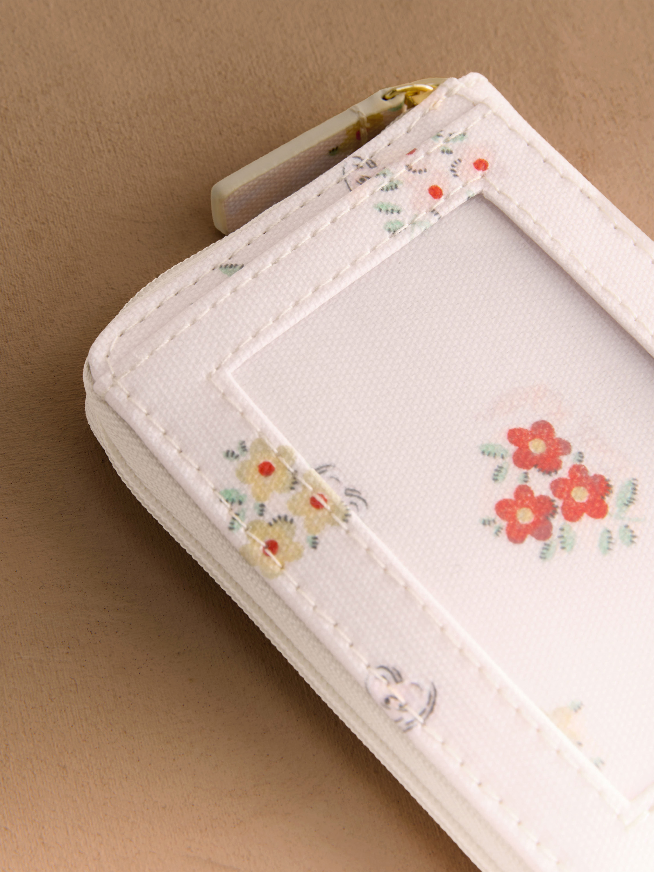 Button Block Floral 迷你拉鍊短夾