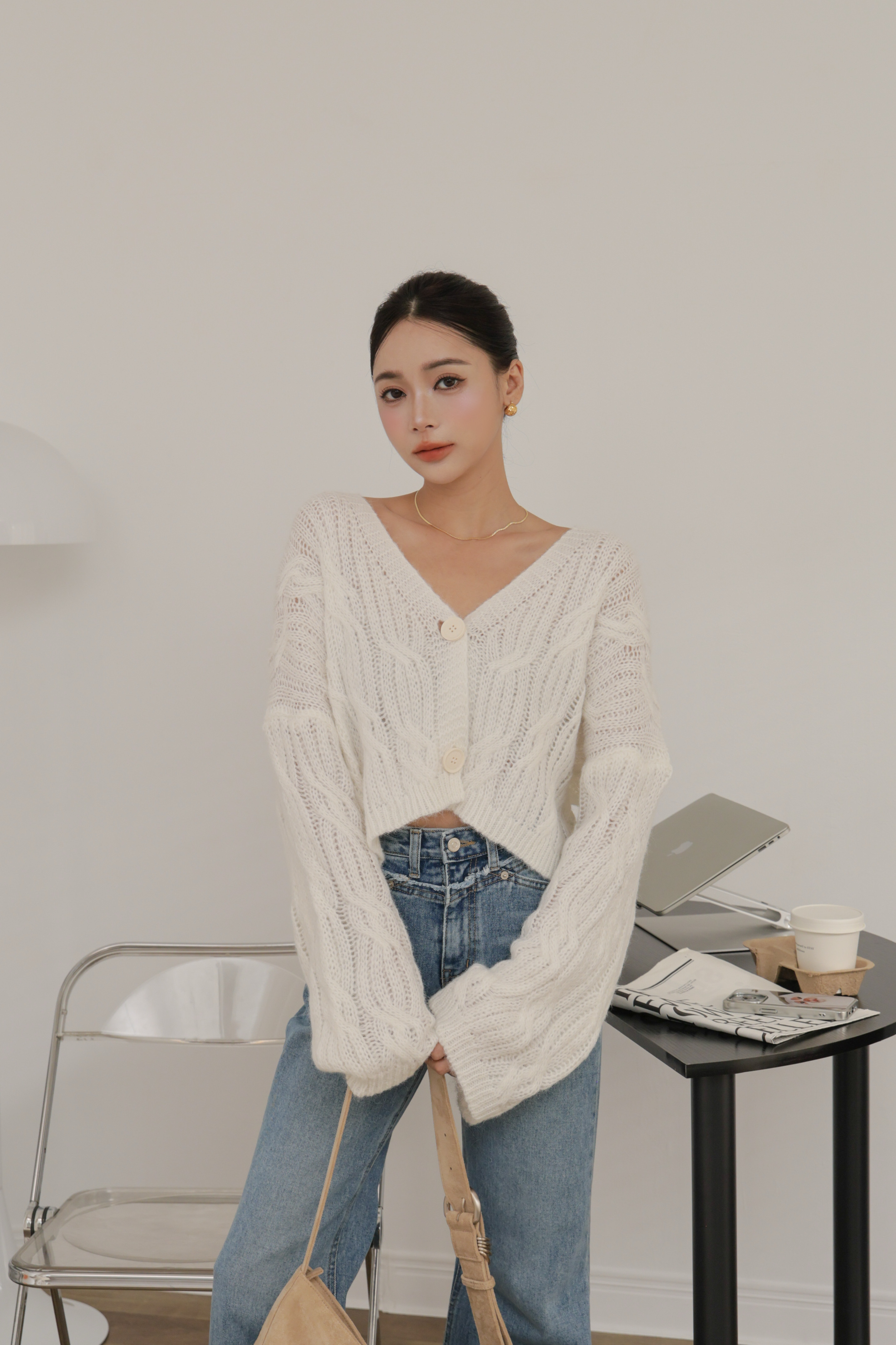 （現貨）麻花落肩短版外套 L21