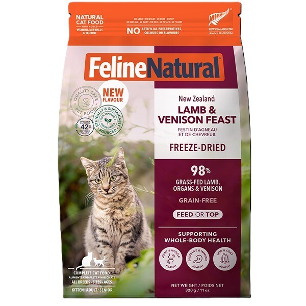 F9 Feline Natural 無穀物凍乾脫水貓糧 羊肉鹿肉盛宴．320g