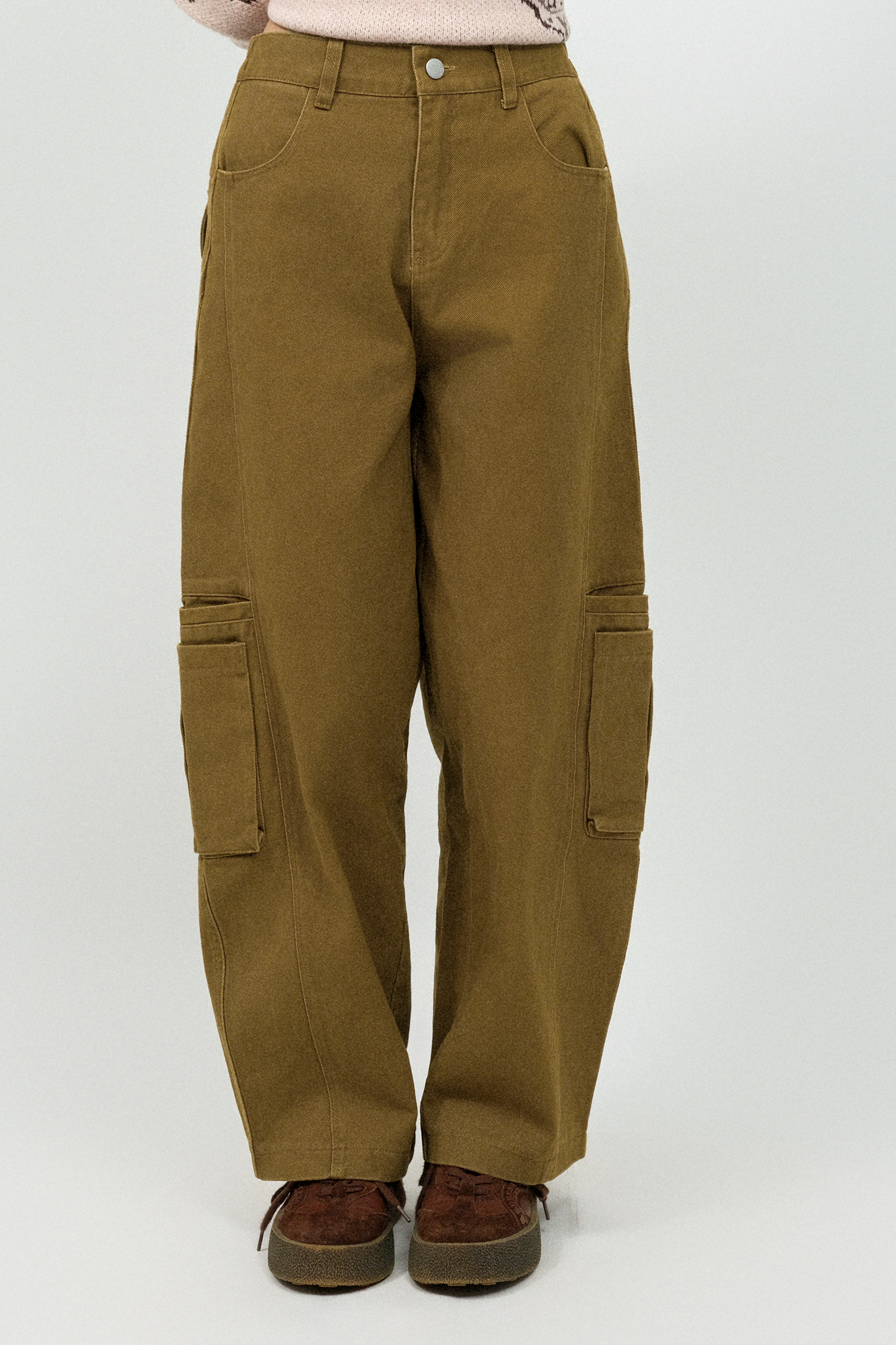 側骨袋拼布袋洗水斜褲 (預購產品）