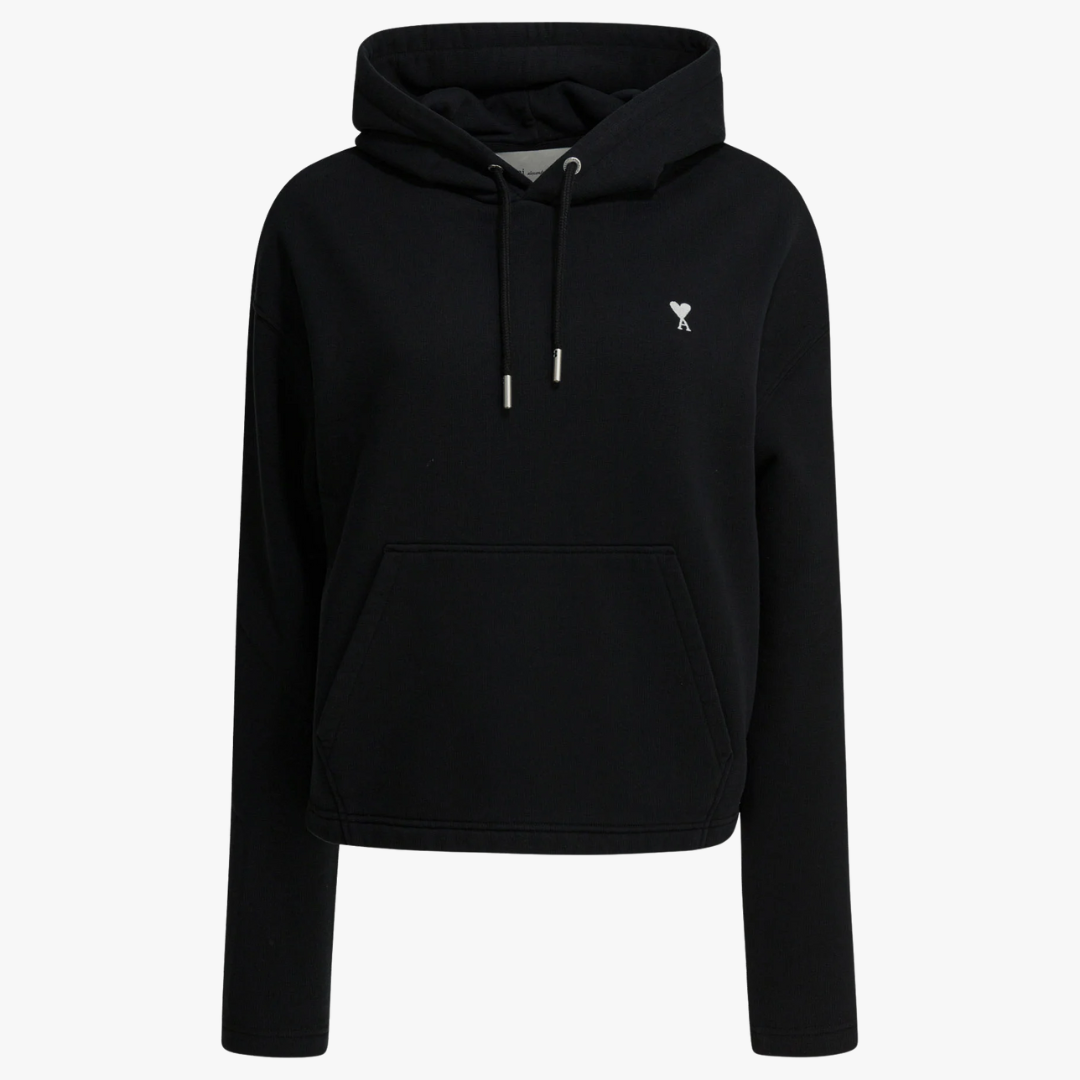 1FF0101-206 [AMI PARIS] Ami Paris Ami De C Ur Cropped Hoodie Black (SS26) #FSW767730045 (C-EU-E)