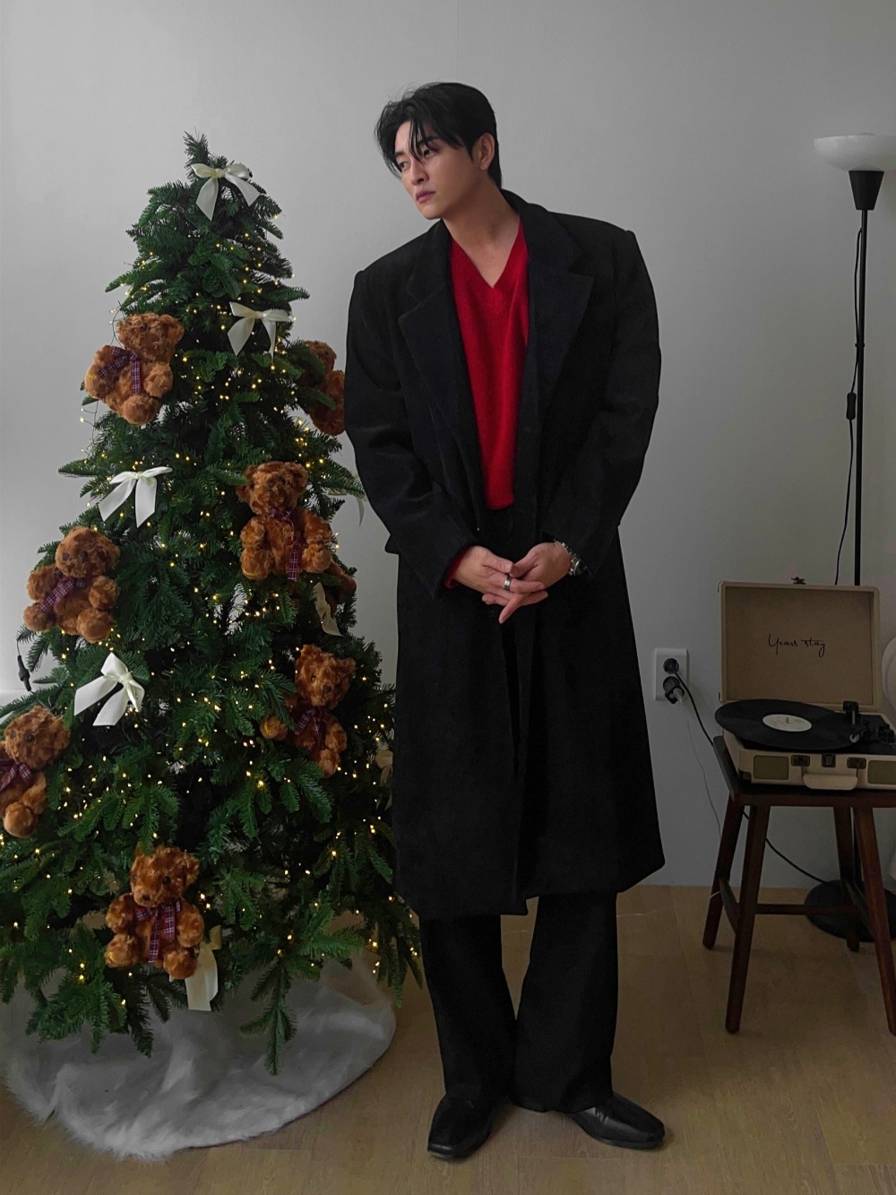 天鵝絨午夜長版大衣外套