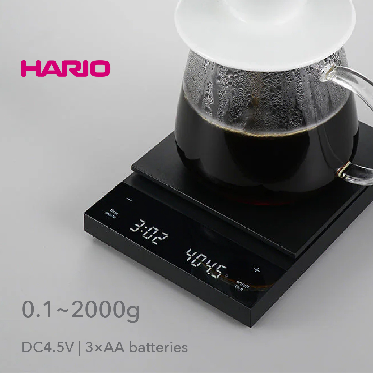 日本 HARIO 0.1~2000g 北極星手沖咖啡電子磅 (黑色) -CST-2000-B
